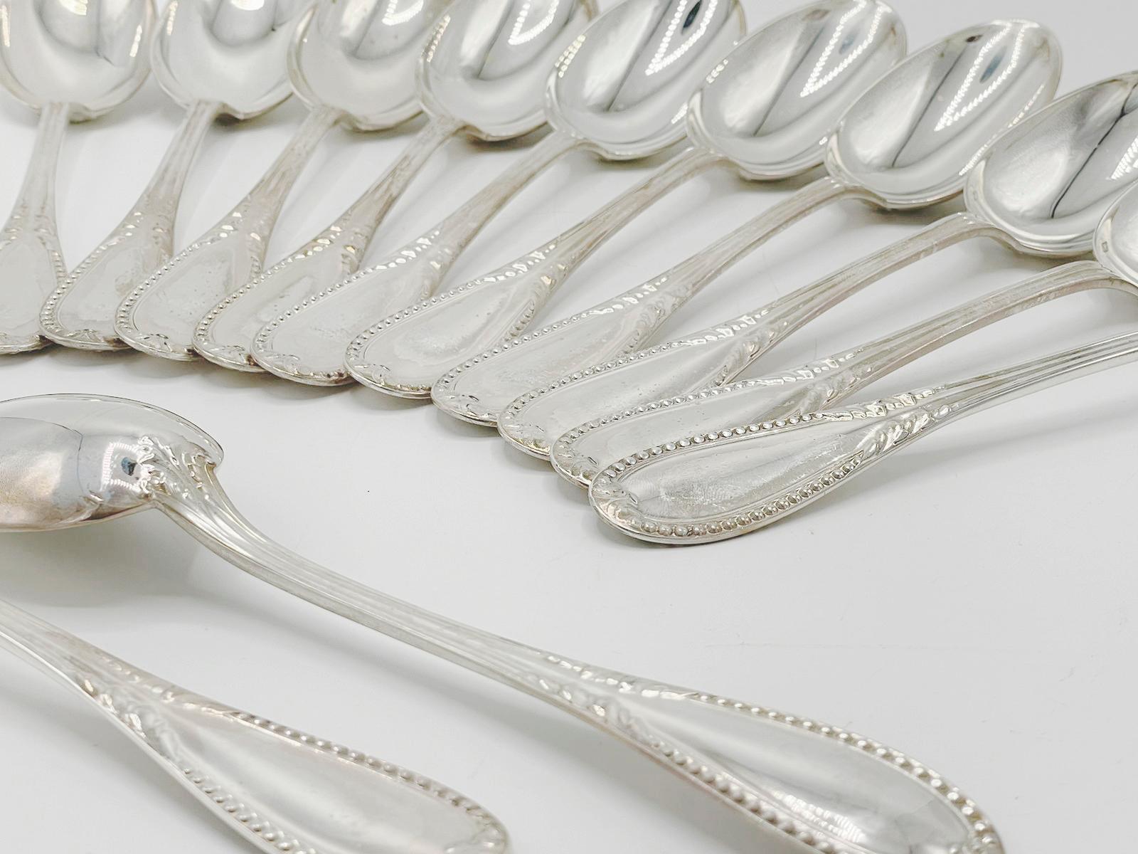 Antique French sterling silver cutlery set by Alphonse Debaine, Art Deco 20th Ce For Sale 7