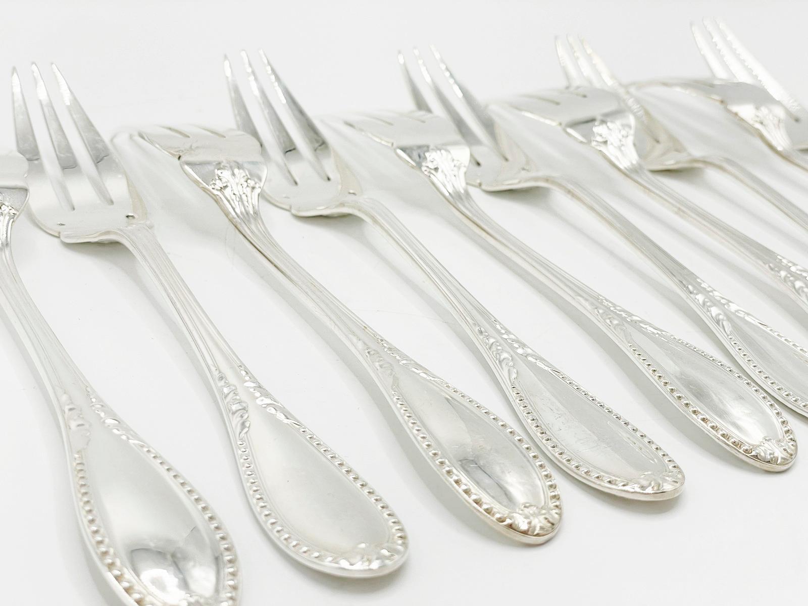 Antique French sterling silver cutlery set by Alphonse Debaine, Art Deco 20th Ce For Sale 10