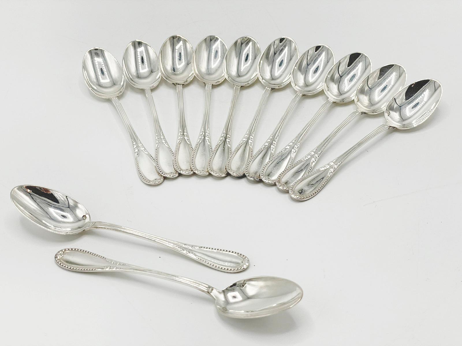Antique French sterling silver cutlery set by Alphonse Debaine, Art Deco 20th Ce For Sale 12