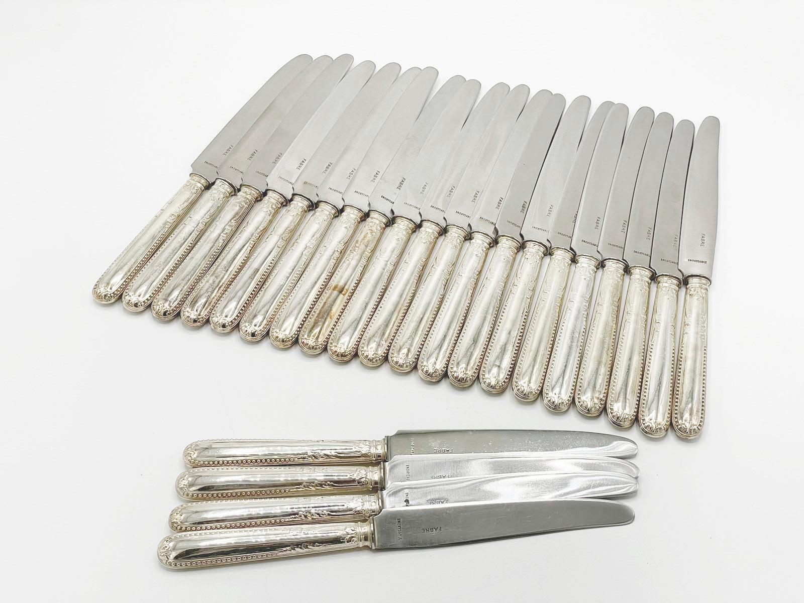 Sterling Silver Antique French sterling silver cutlery set by Alphonse Debaine, Art Deco 20th Ce For Sale