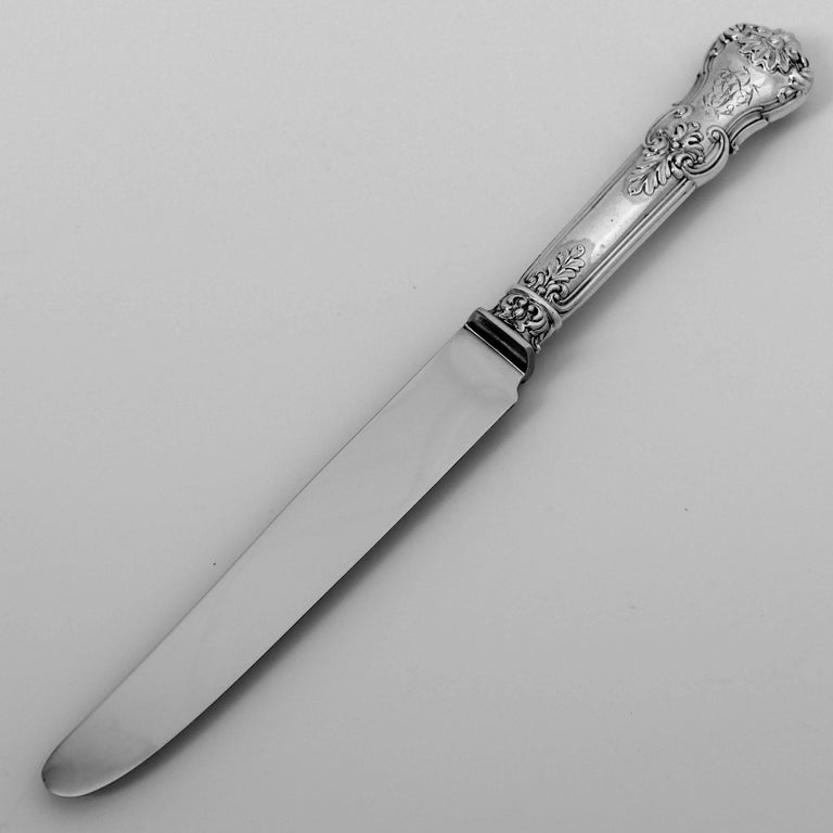 Antique French Sterling Silver Dinner Knife Set 12 Pc New Stainless