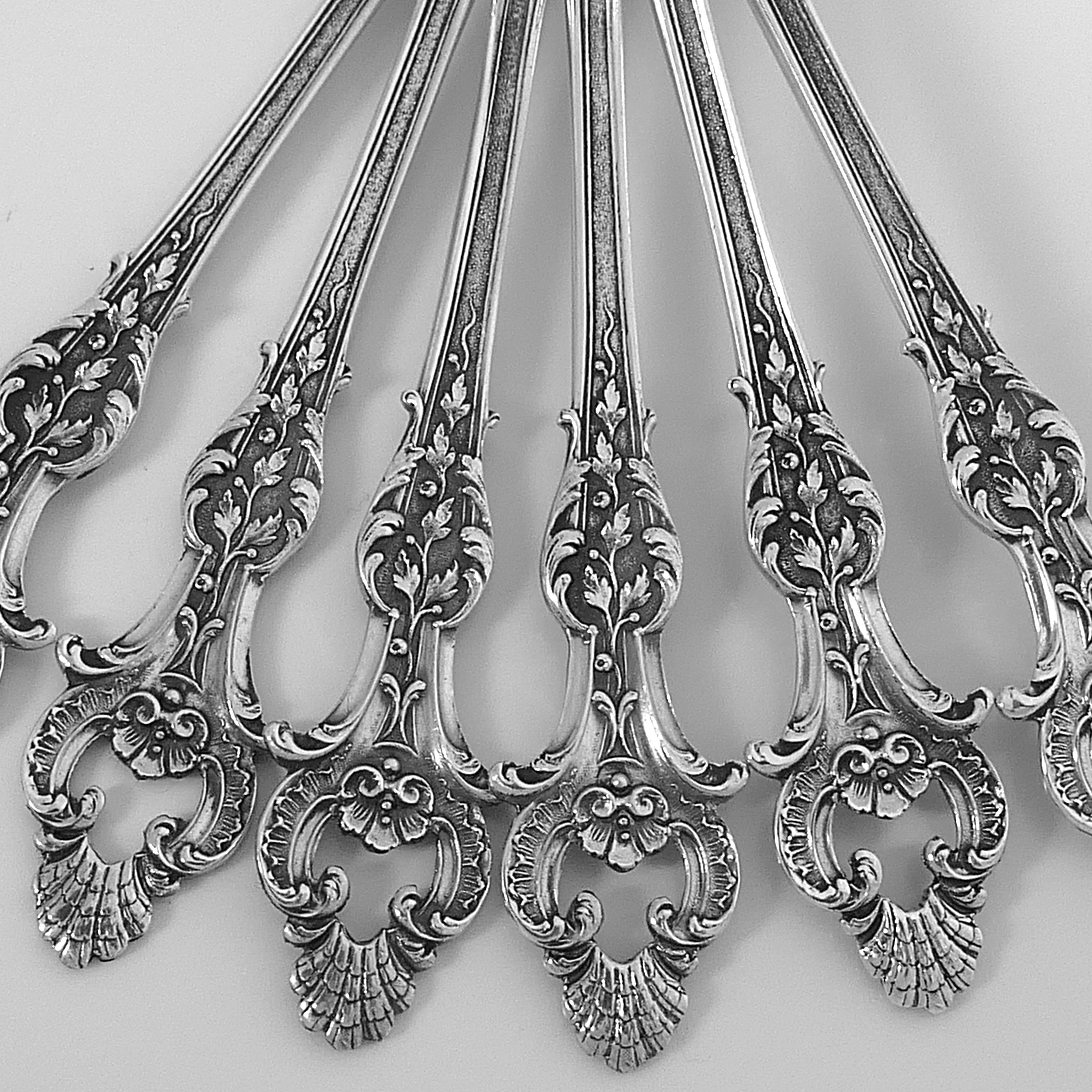 Antique French Sterling Silver Moka Espresso Spoons Set, 6 Piece In Good Condition In TRIAIZE, PAYS DE LOIRE