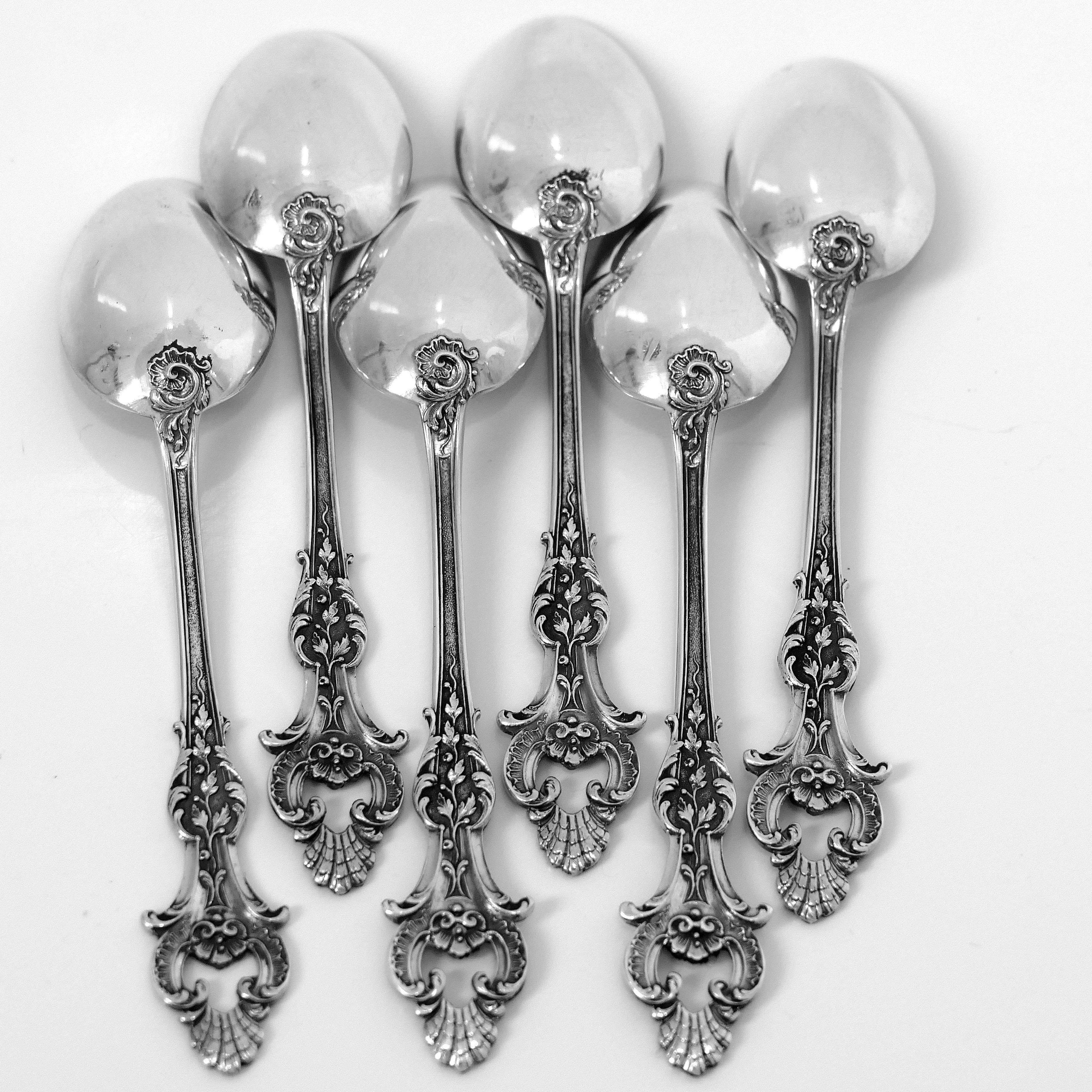 Antique French Sterling Silver Moka Espresso Spoons Set, 6 Piece 2