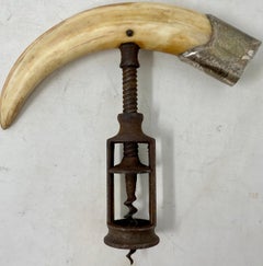 Antiker französischer Korkenzieher aus Sterlingsilber mit montiertem Hahnentritt, um 1890
