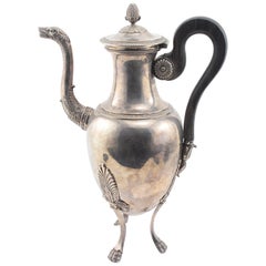 Antique French Sterling Silver Tea Pot Wooden Handle 16.60 Ounce