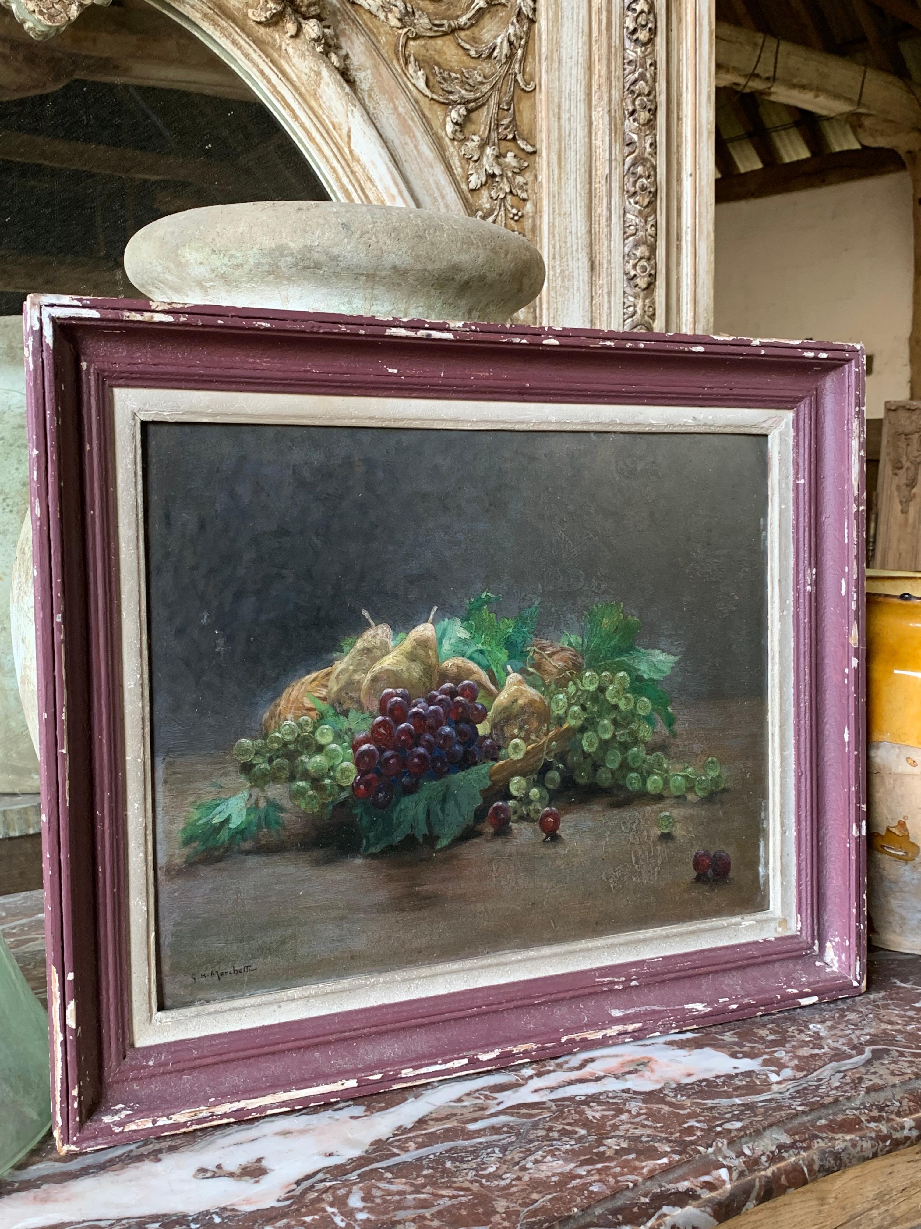 Francese Antique French Natura Morta di Frutta