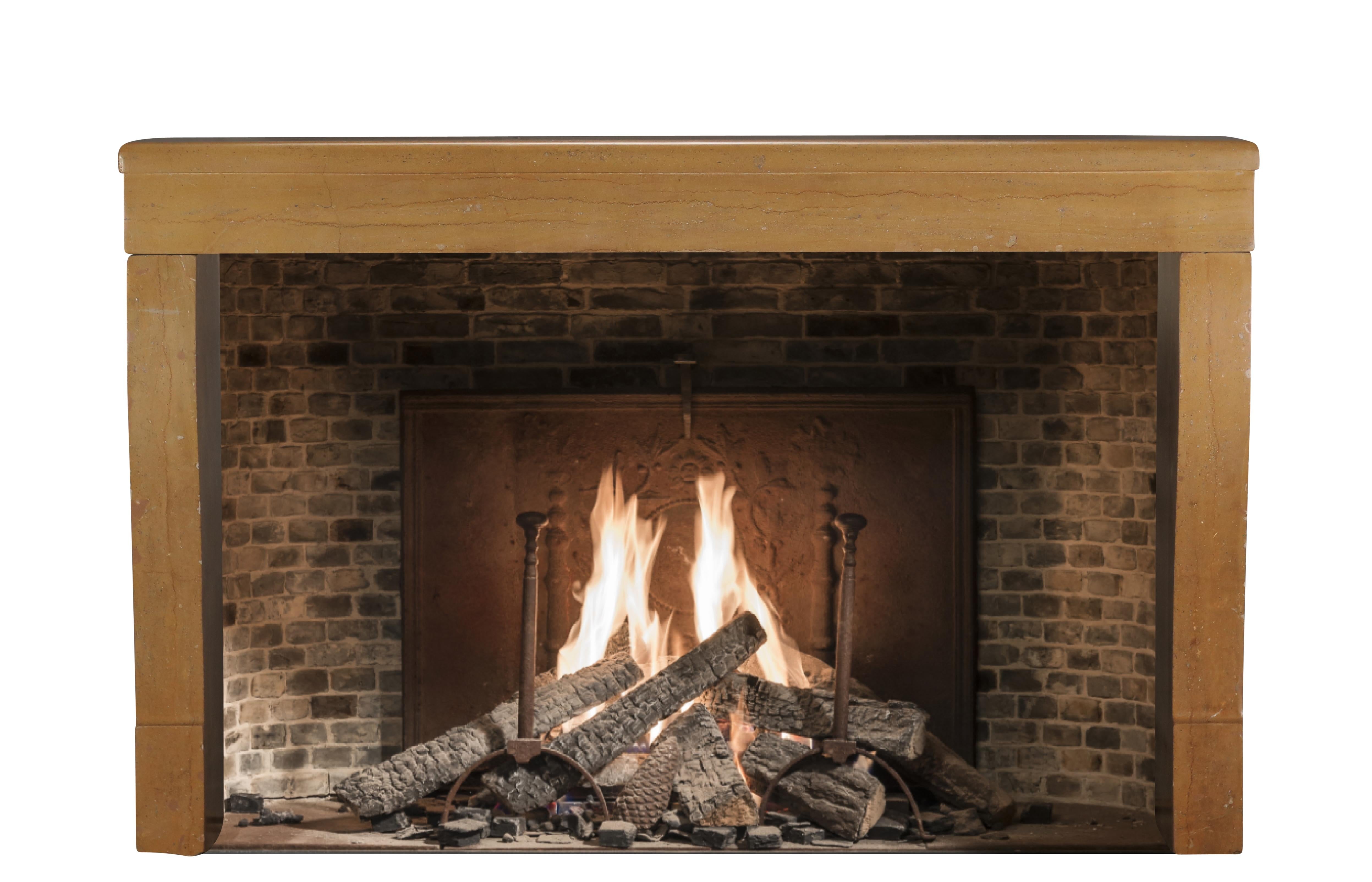 Hand-Carved Antique French Stone Fireplace Surround – Smooth Surface -Timeless Design For Sale
