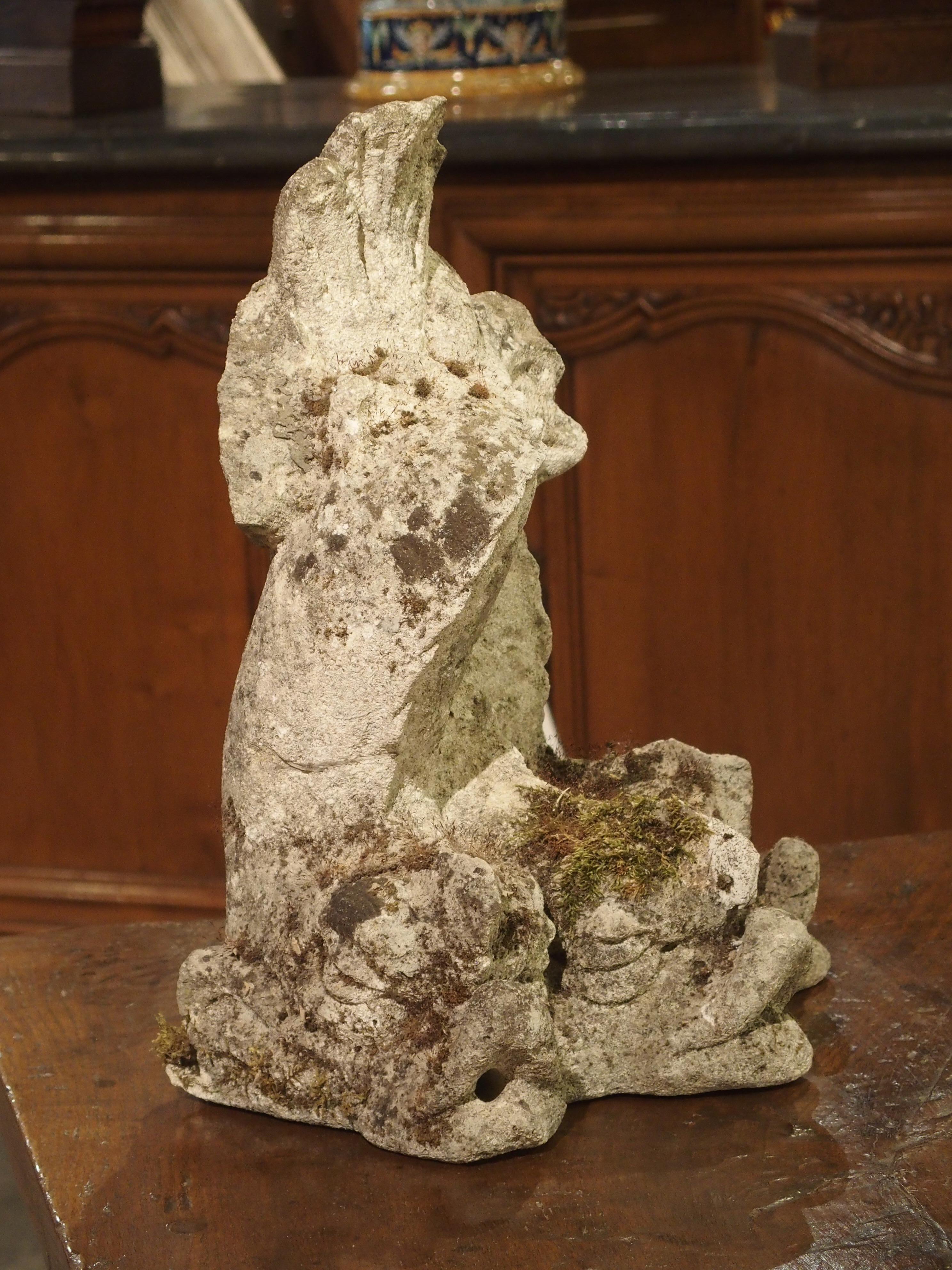 Antique French Stone Fountain Piece with Triple Dolphin Spouts, Circa 1900 For Sale 4