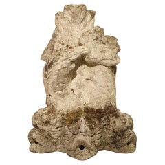 Used French Stone Fountain Piece with Triple Dolphin Spouts, Circa 1900