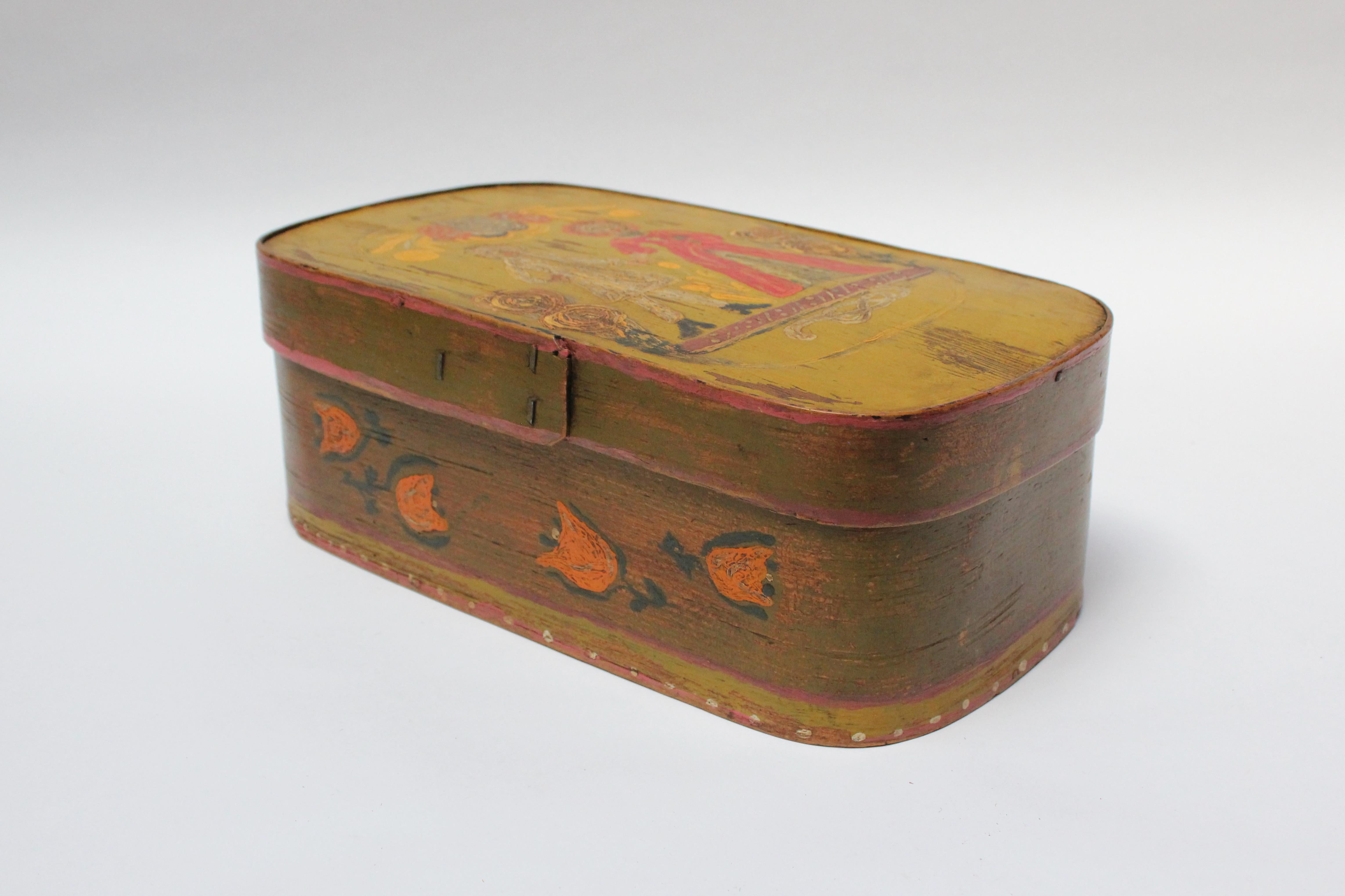 Antique French Storage Box with Hand-Painted Clown Motif For Sale 11
