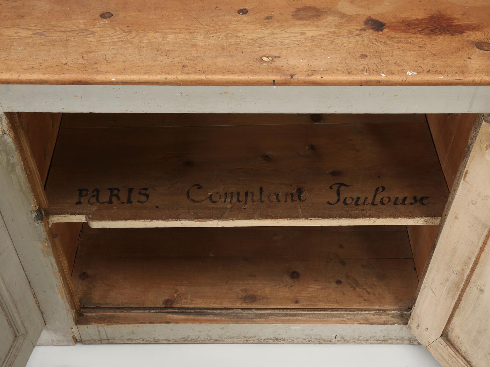 Antique French Store Counter or Kitchen Island in Original Paint, Unrestored 7