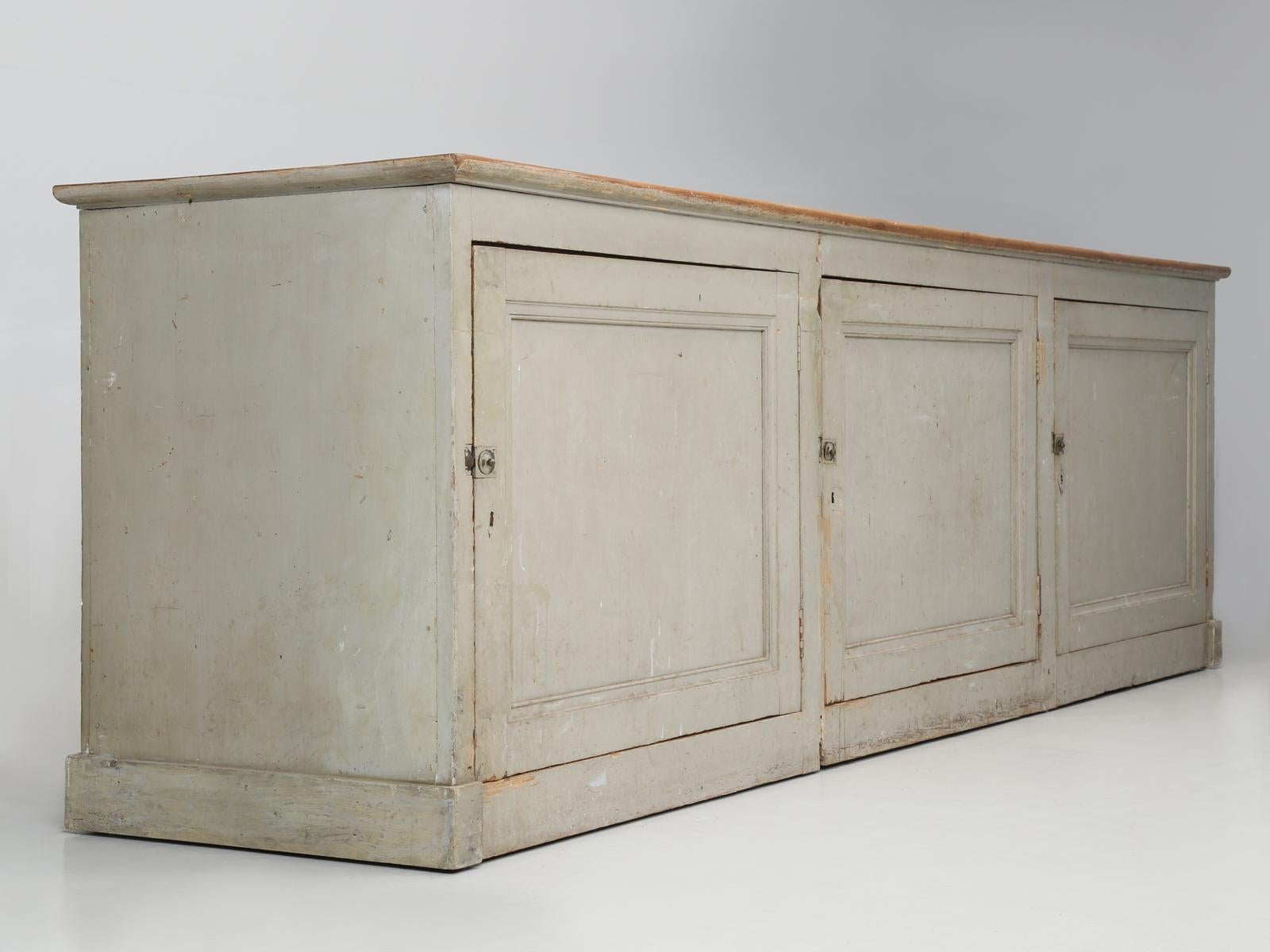 Antique French Store Counter or Kitchen Island in Original Paint, Unrestored 8