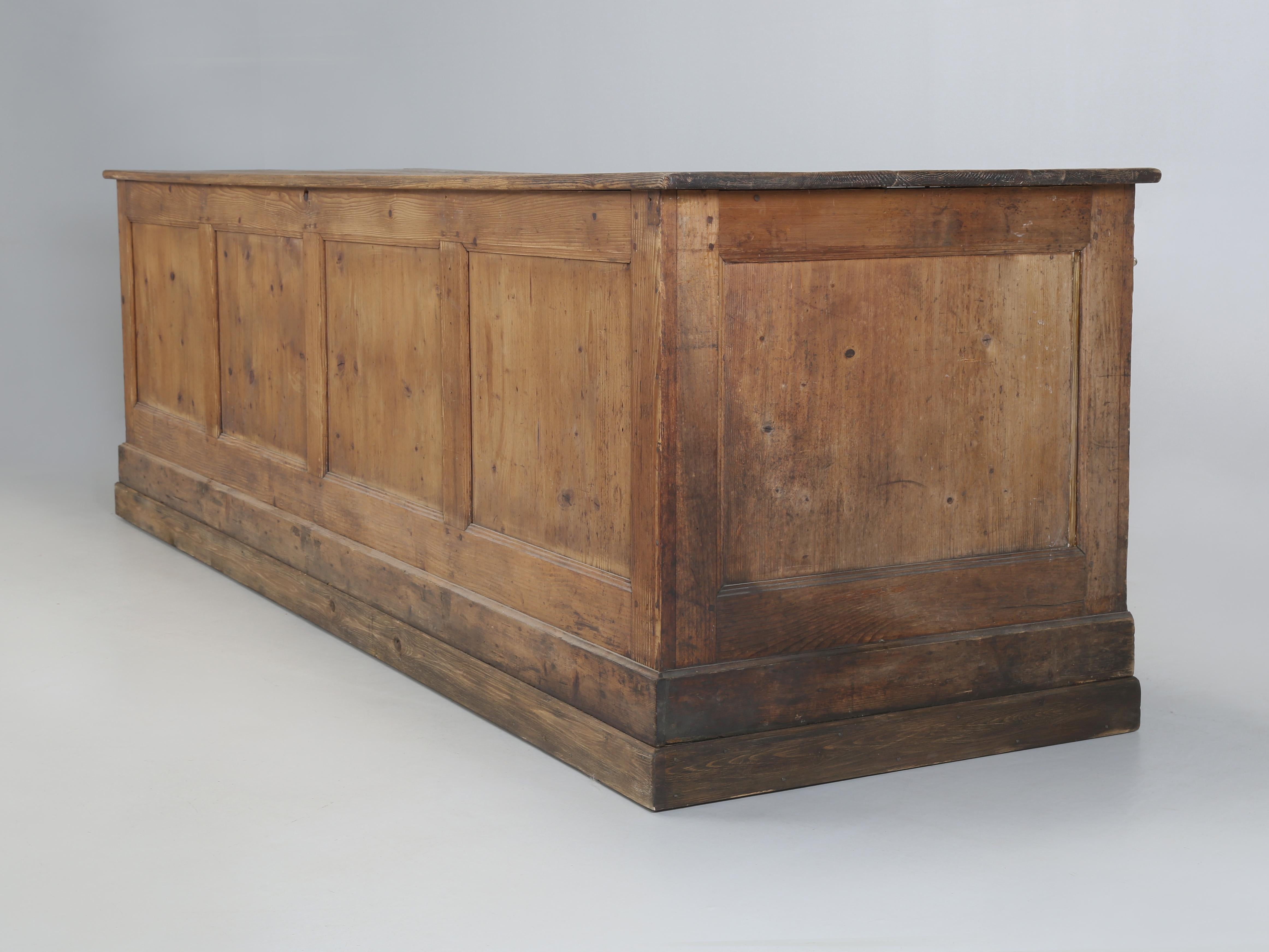 Antique French Store Counter Repurposed for Kitchen Island Structurally Restored For Sale 1
