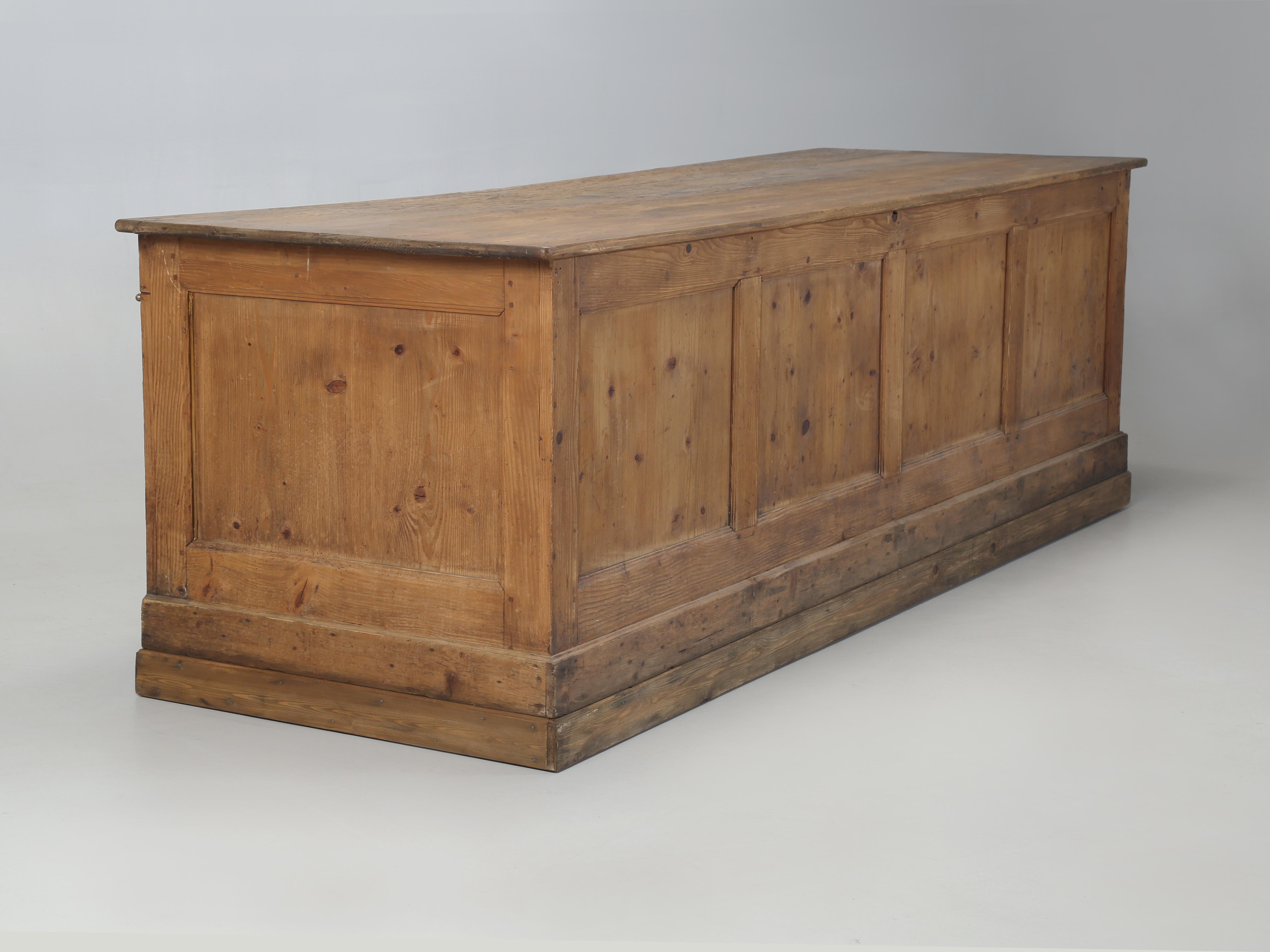 Antique French Store Counter Repurposed for Kitchen Island Structurally Restored For Sale 3