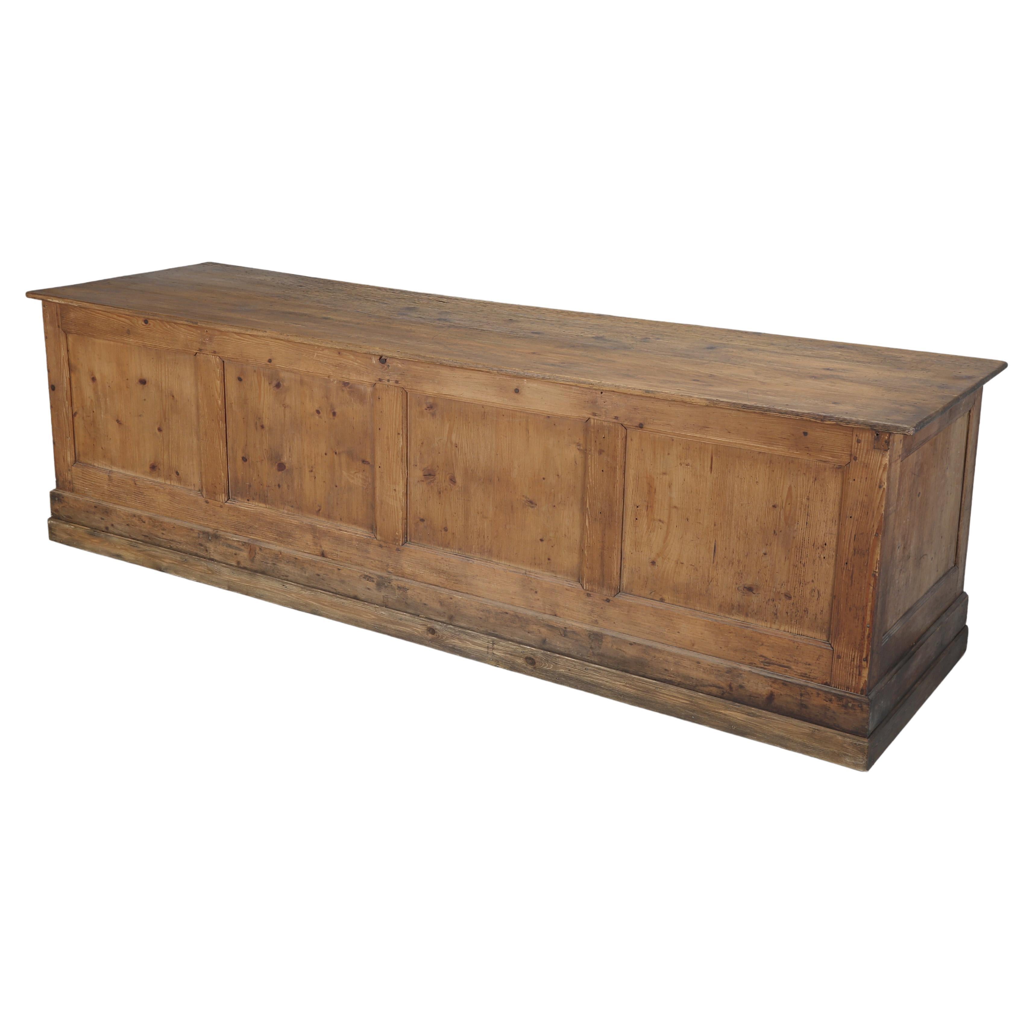 Antique French Store Counter Repurposed for Kitchen Island Structurally Restored For Sale