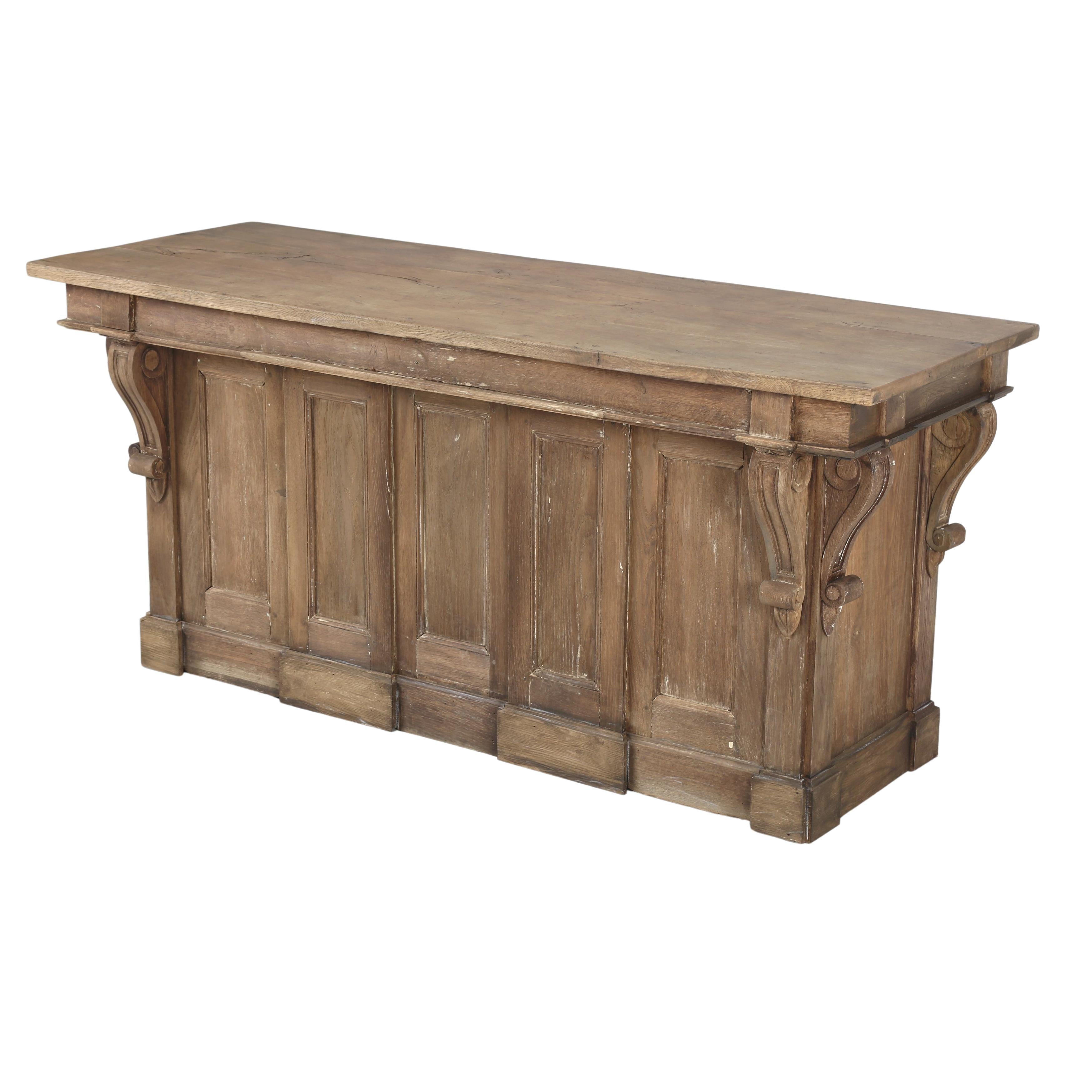 Antique French Store Counter Repurposed into a Kitchen Island From The Provence For Sale