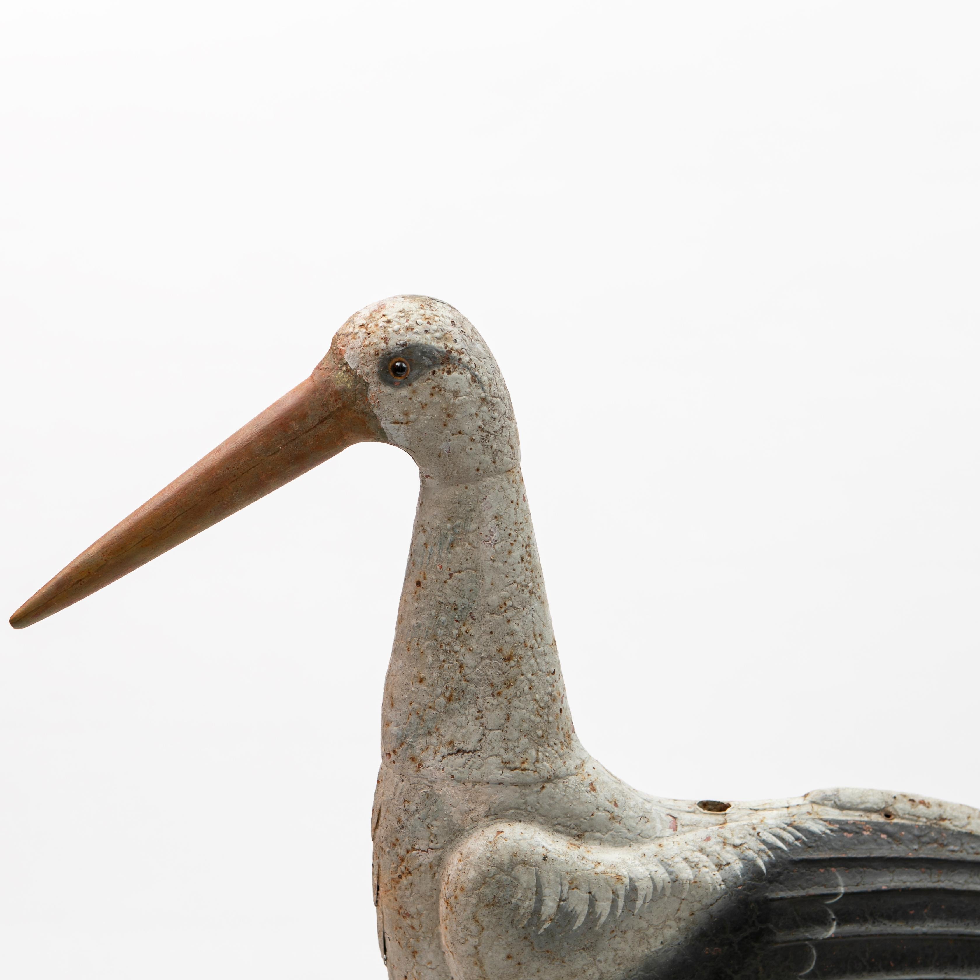 Hand-Painted Antique French Stork Weathervane, 19th Century