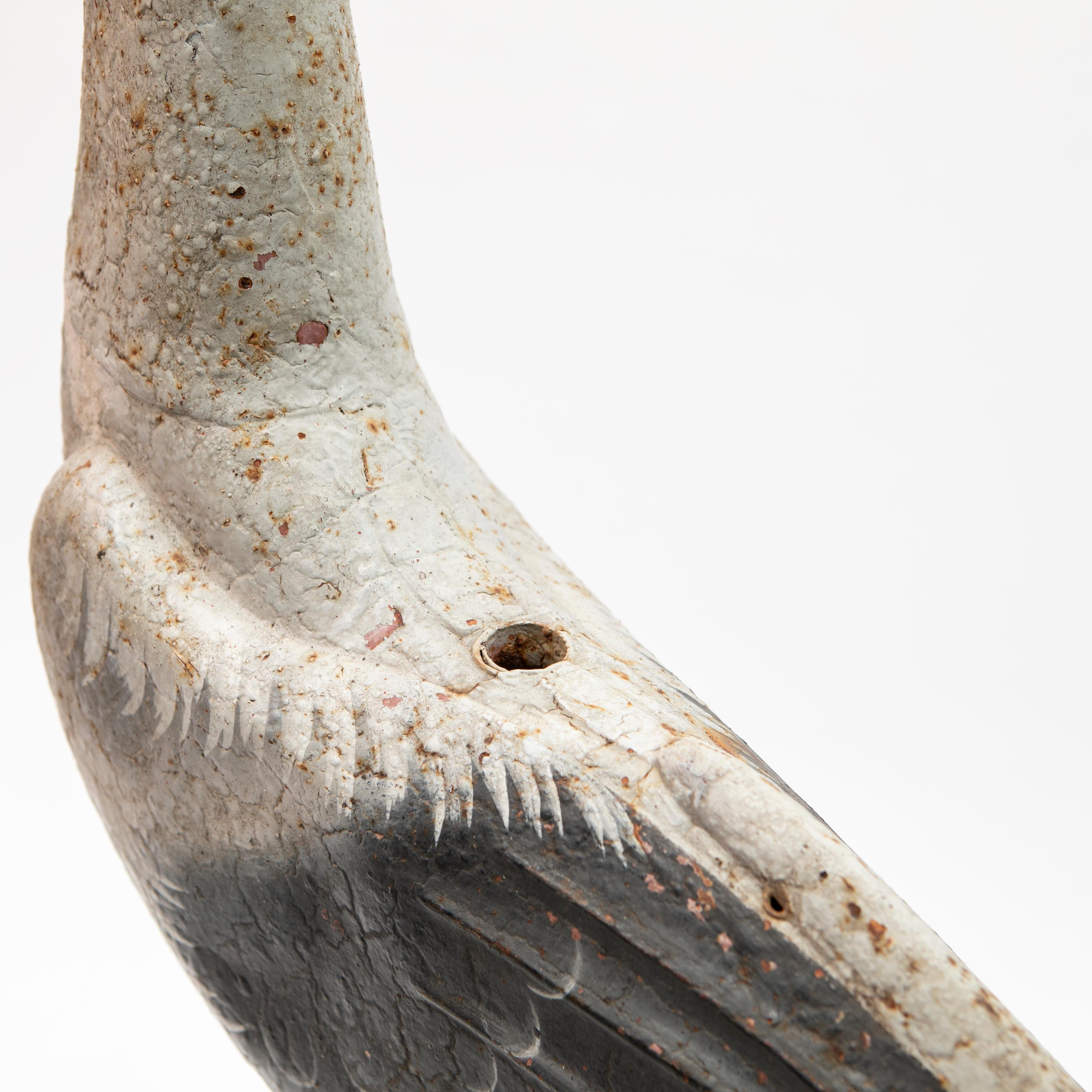 Peint à la main Ancienne girouette cigogne française, 19ème siècle