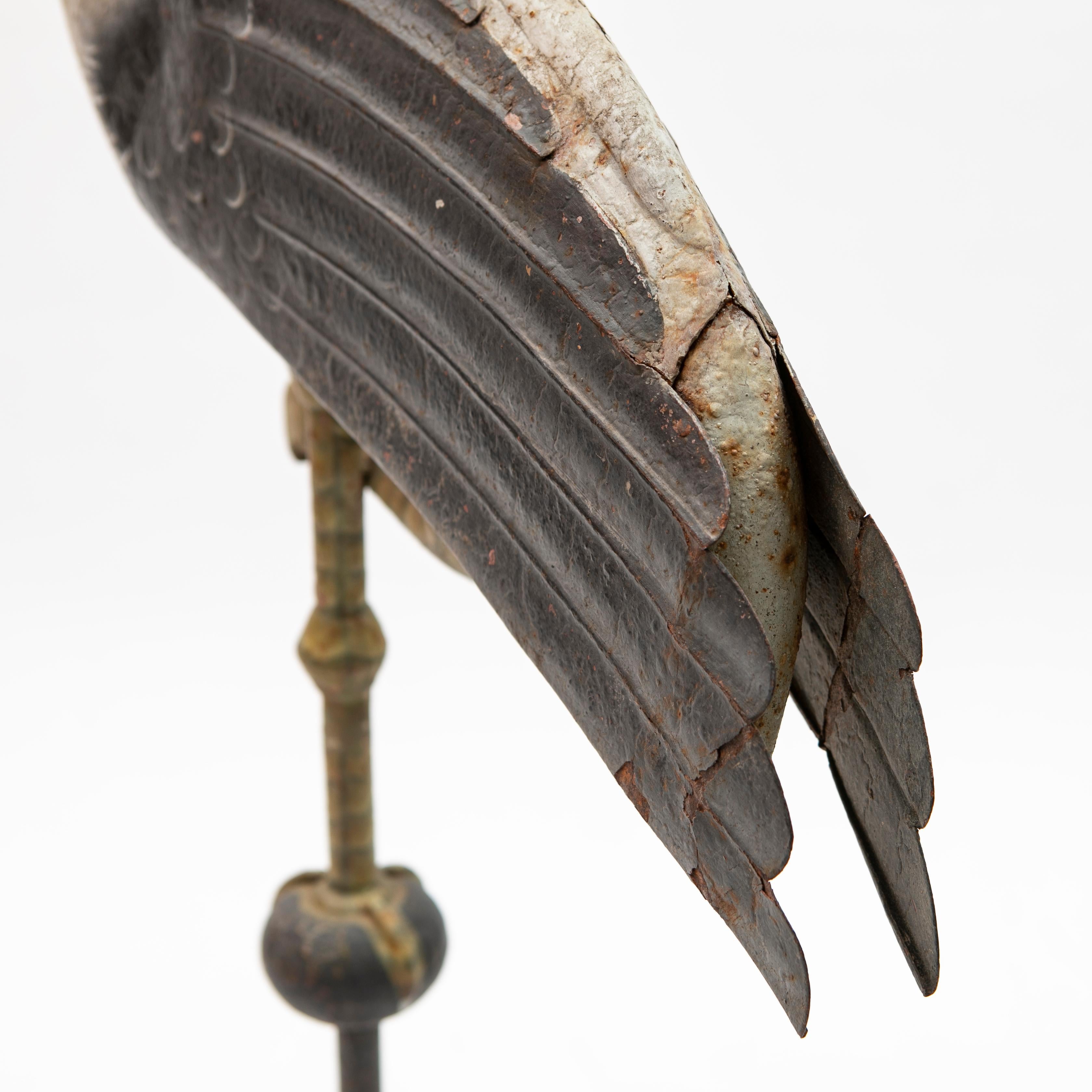 Métal Ancienne girouette cigogne française, 19ème siècle