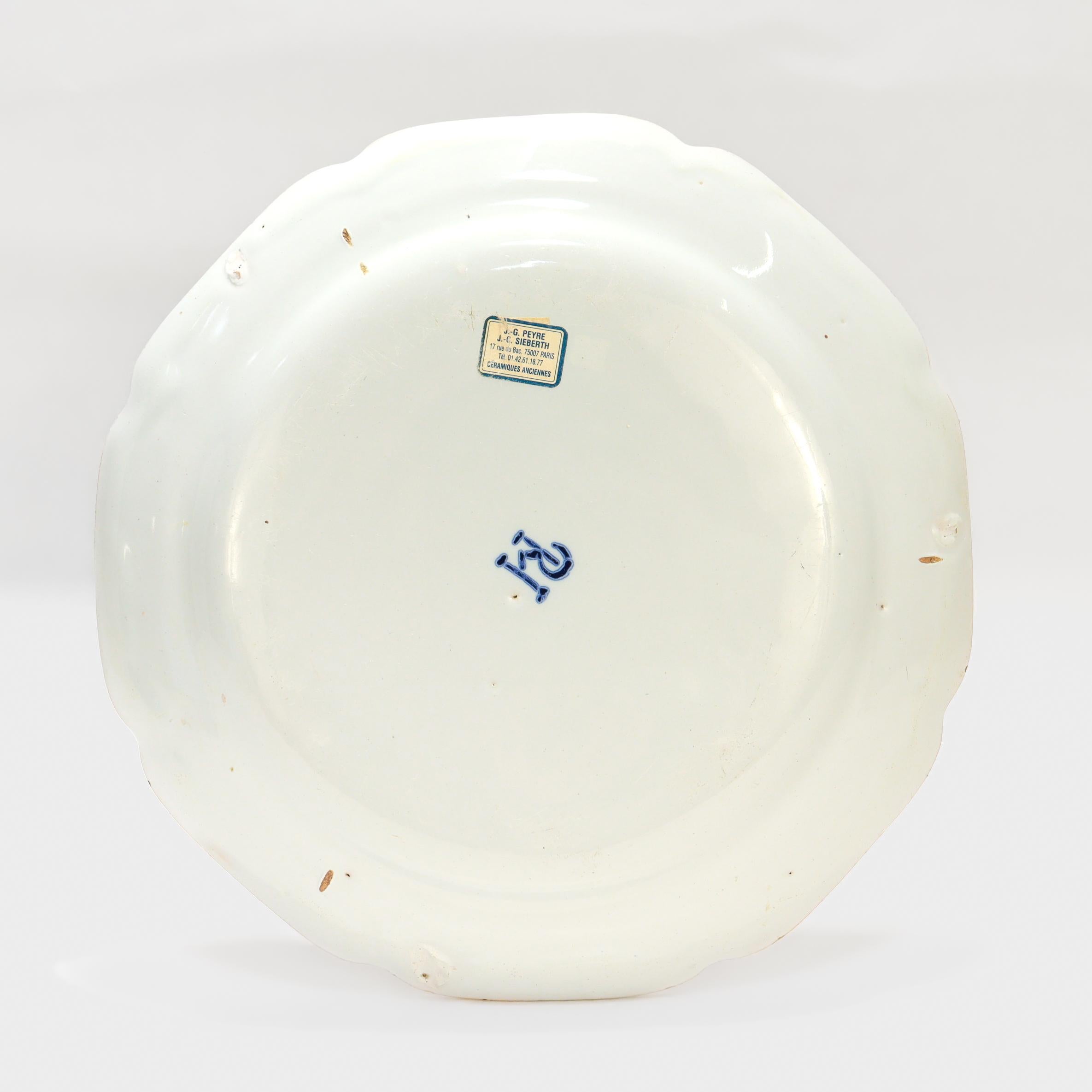 Antique French Straßburg Fayence Floral Teller (Französisch) im Angebot