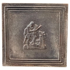 Antique French 'Street Musician' Fireback / Backsplash, 19th Century
