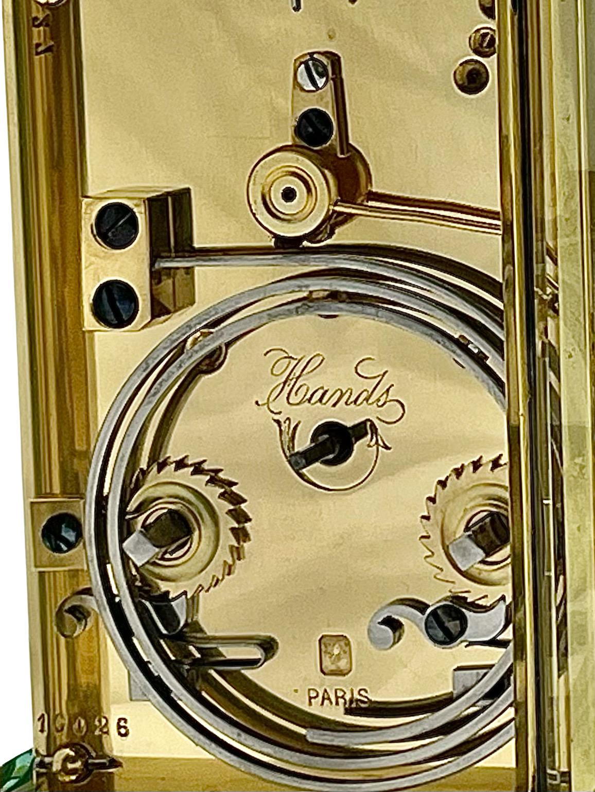 Antique French Striking and Repeating Polished Brass Henri Jacot Carriage Clock For Sale 1