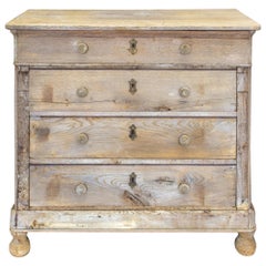 Antique French Stripped Oak Chest of Drawers