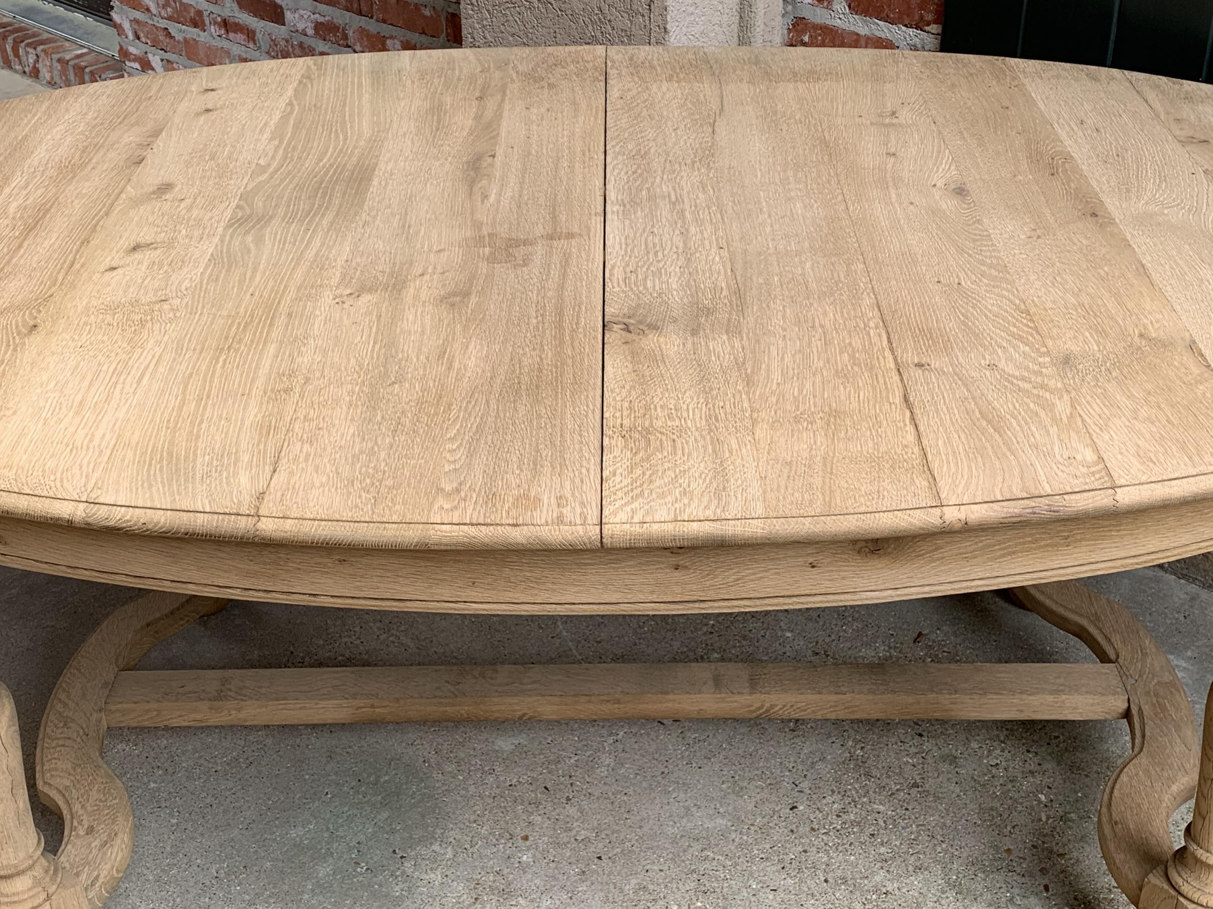Antique French Stripped Oak Oval Dining Table Farmhouse Draw Leaf Rustic 6