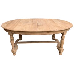 Antique French Stripped Oak Oval Dining Table Farmhouse Draw Leaf Rustic