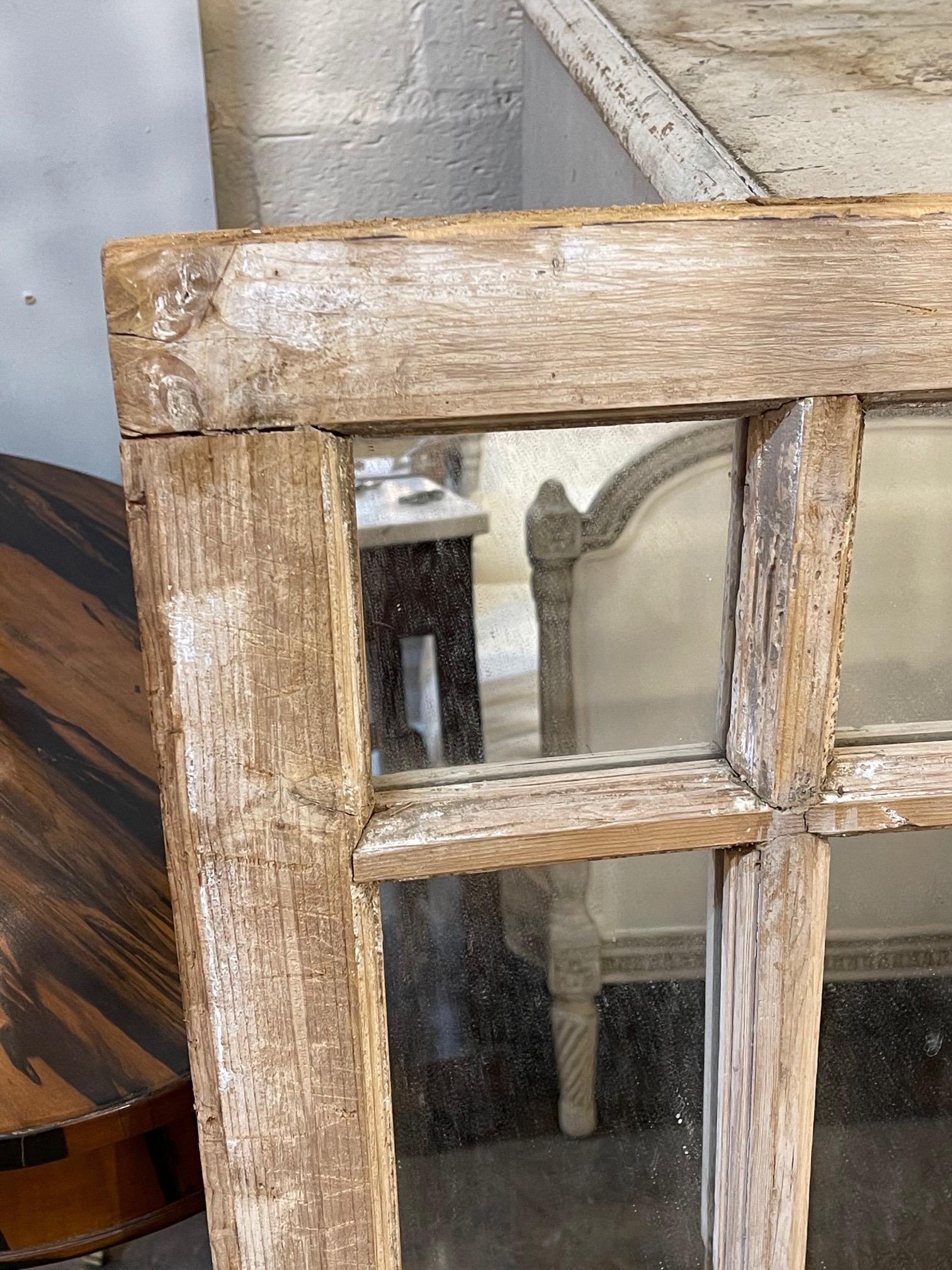 Anciennes miroirs français à panneaux en pin rayé et gesso Bon état - En vente à Dallas, TX