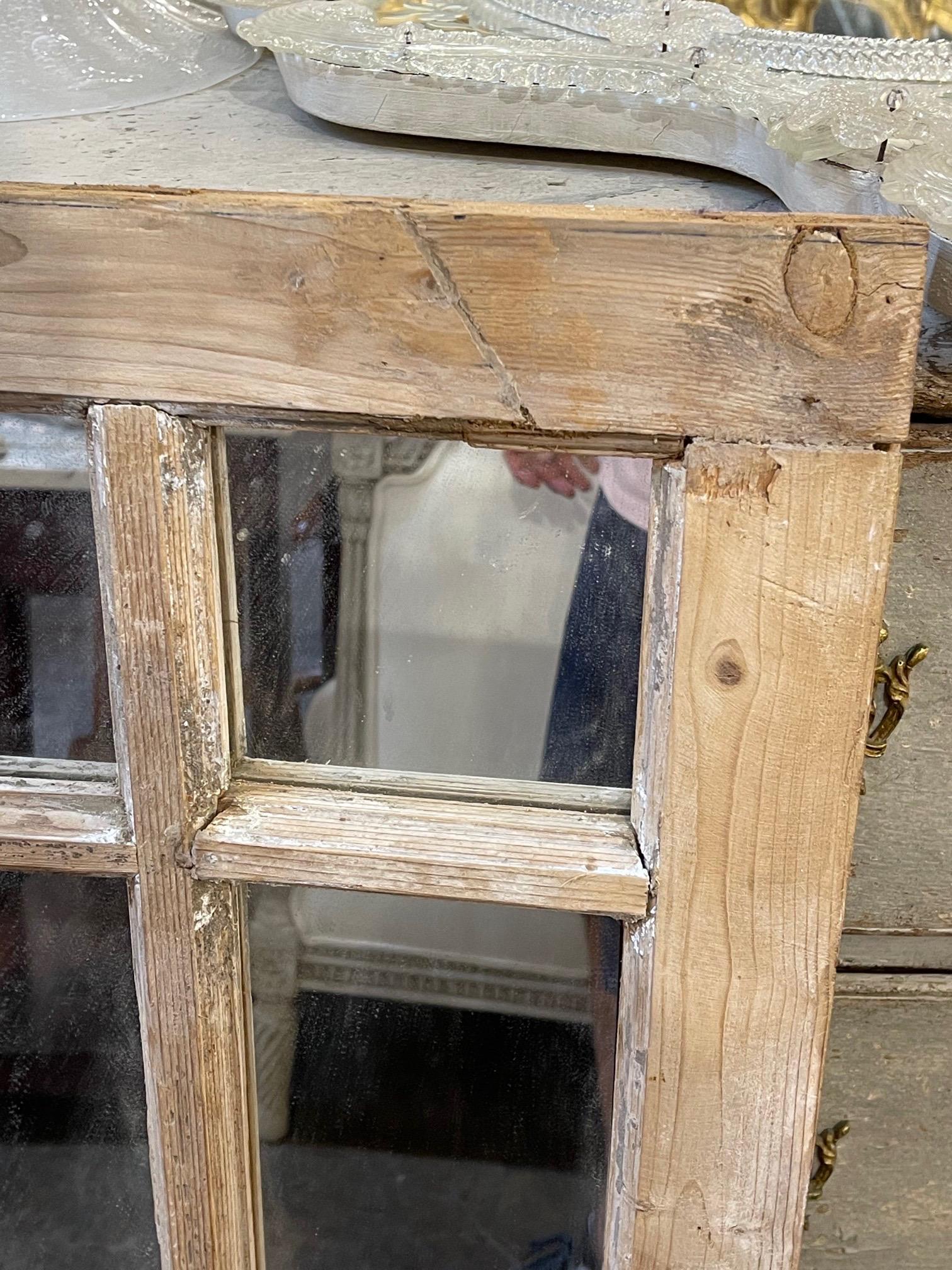 Antique French Stripped Pine and Gesso Paneled Mirrors In Good Condition For Sale In Dallas, TX