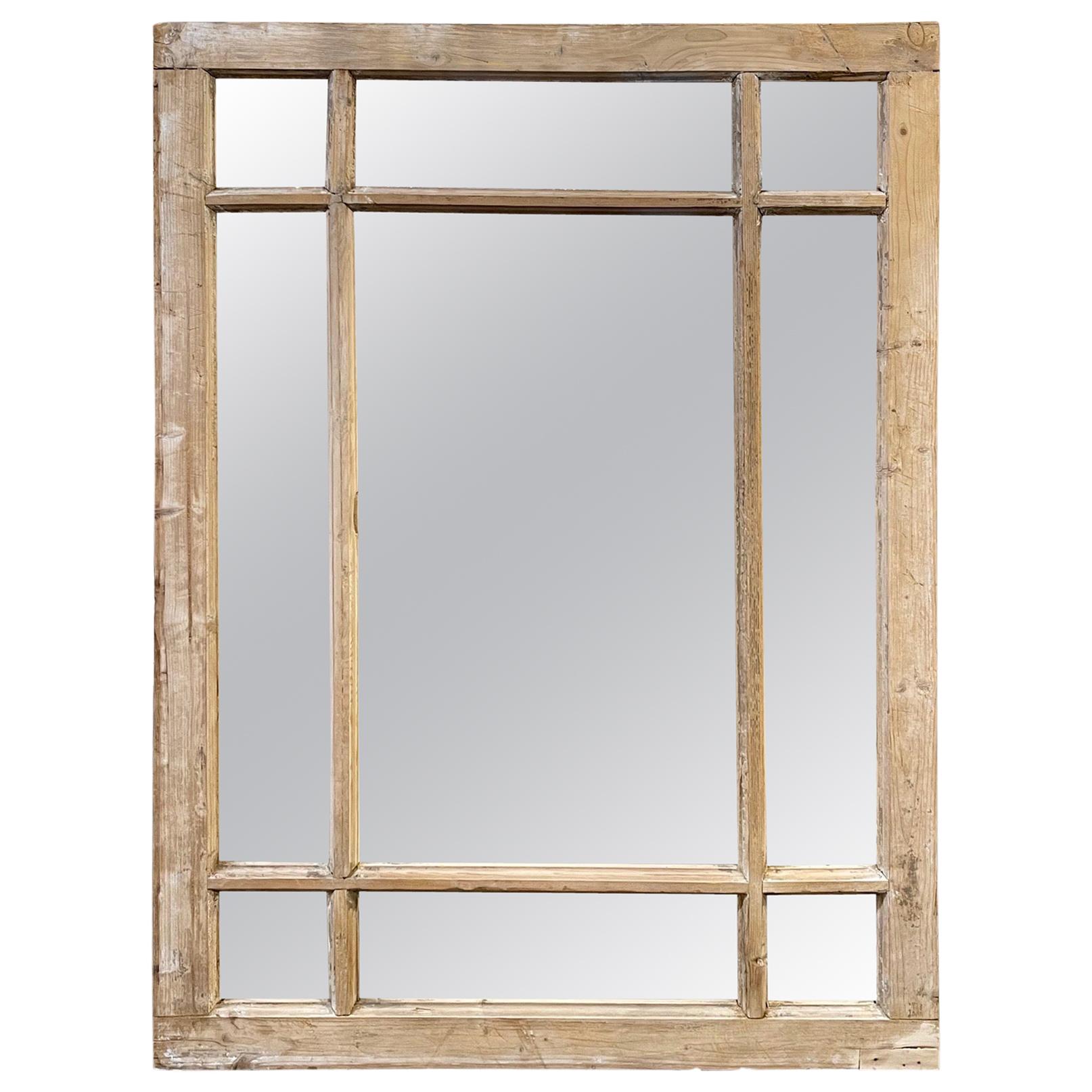 Antique French Stripped Pine and Gesso Paneled Mirrors For Sale