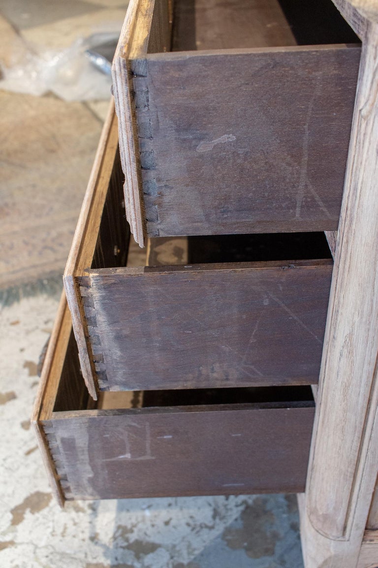 Antique French Stripped Wood ThreeDrawer Commode with Carved Details at 1stDibs