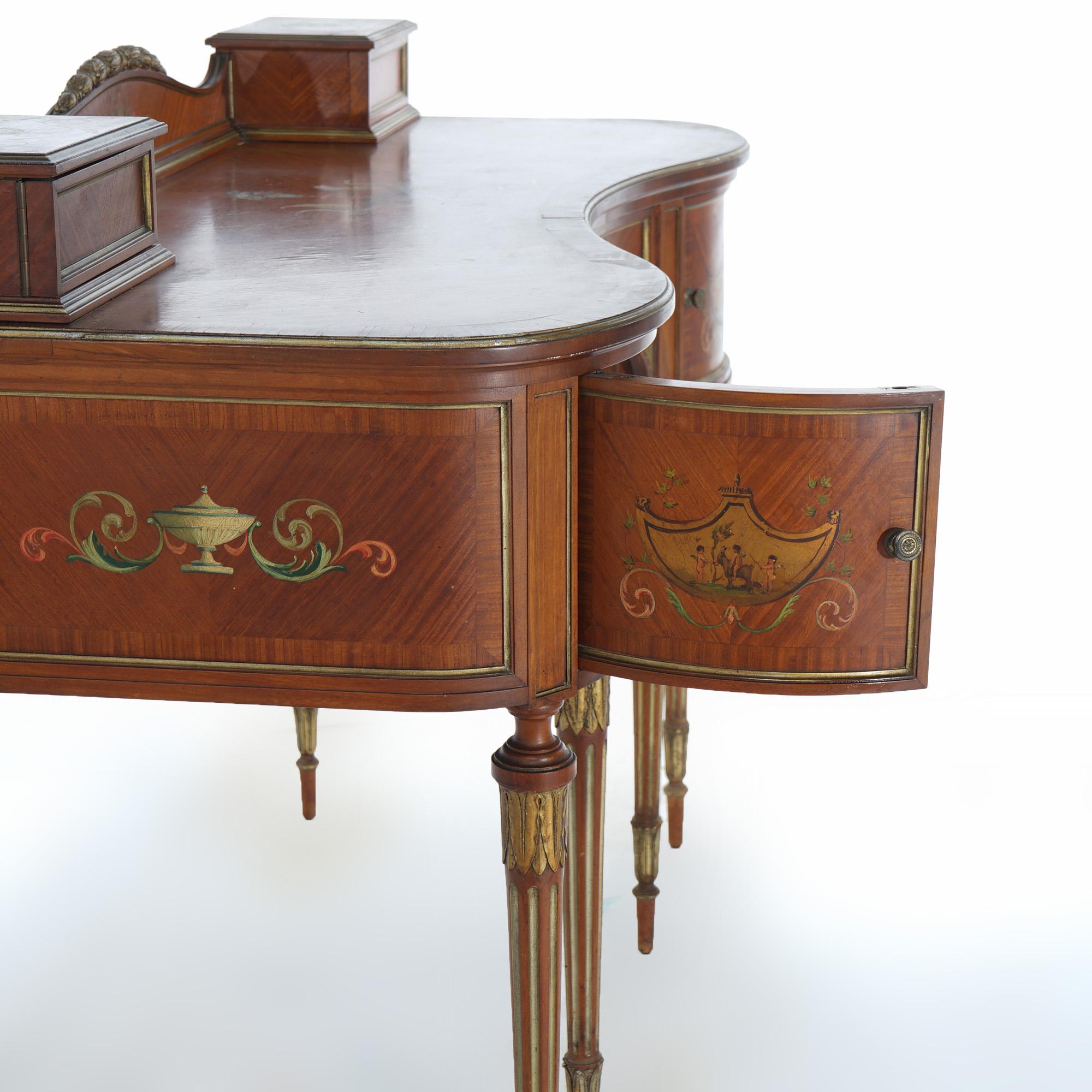 Antique French Style Adams Decorated Satinwood Vanity & Chair Circa 1900 6