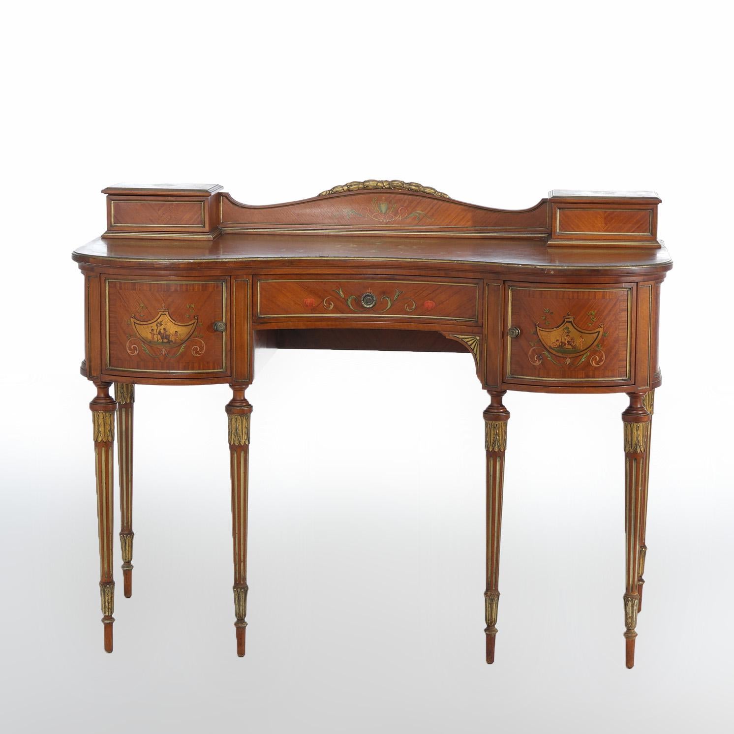 Antique French Style Adams Decorated Satinwood Vanity & Chair Circa 1900 9