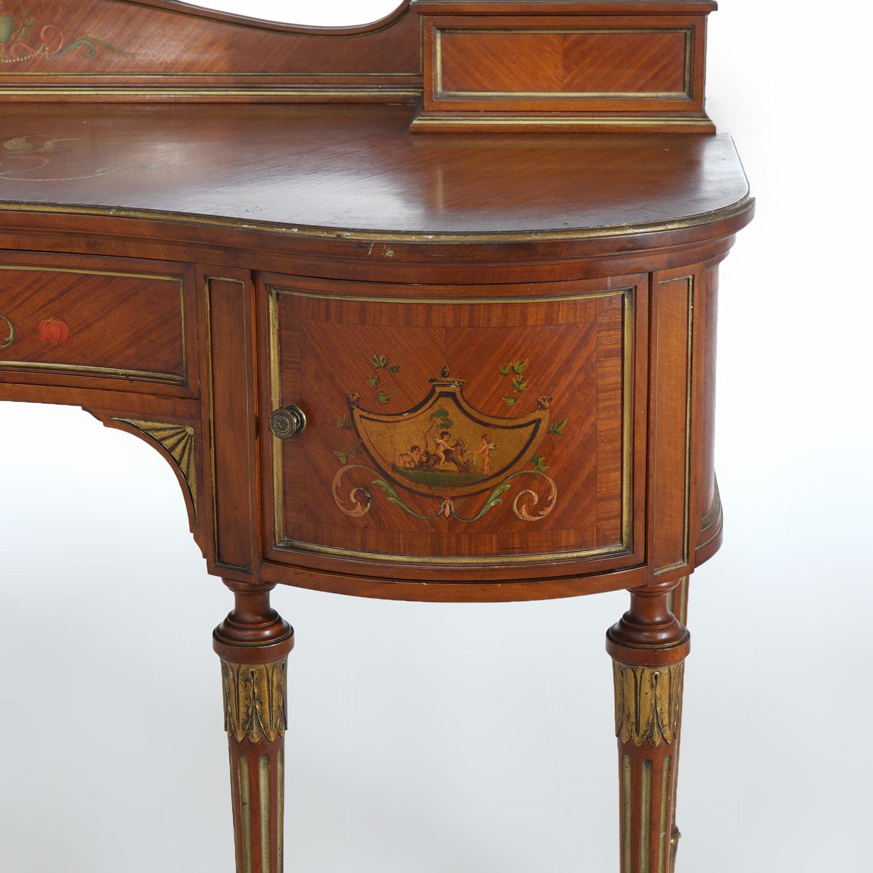 Antique French Style Adams Decorated Satinwood Vanity & Chair Circa 1900 10