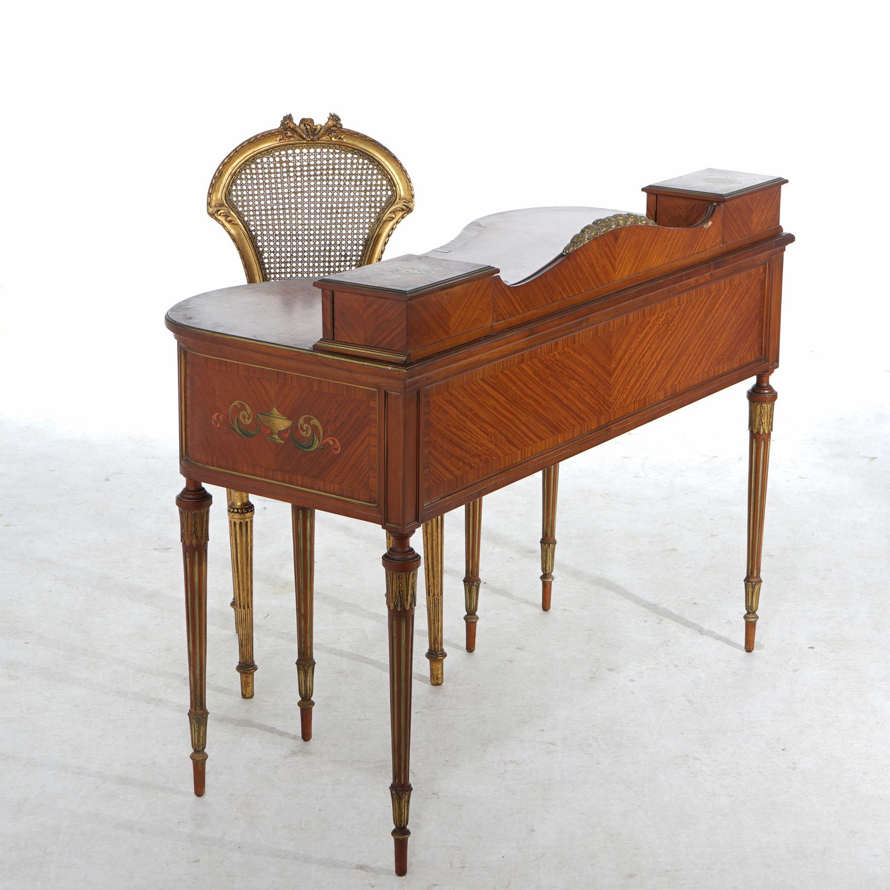 Antique French Style Adams Decorated Satinwood Vanity & Chair Circa 1900 31