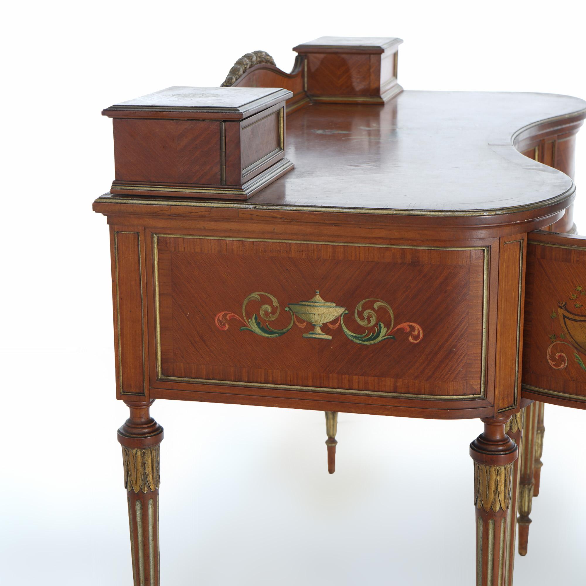 Antique French Style Adams Decorated Satinwood Vanity & Chair Circa 1900 In Good Condition In Big Flats, NY
