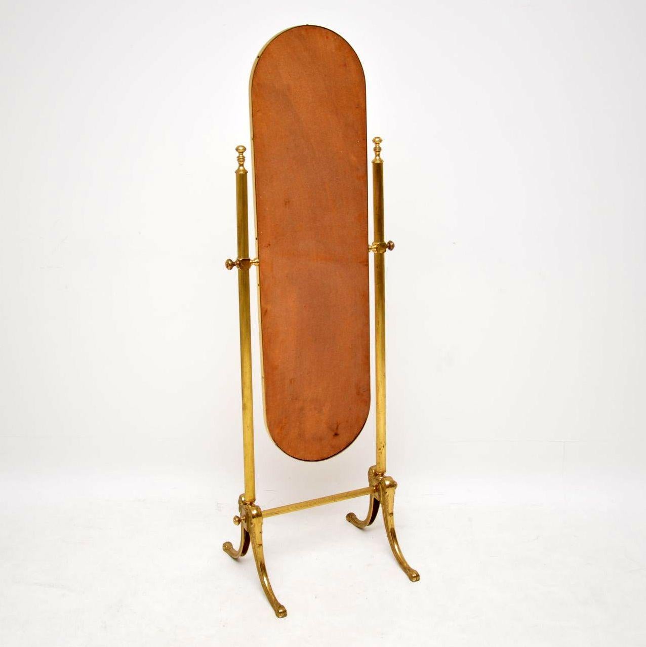 Antique French Style Brass Cheval Mirror 2