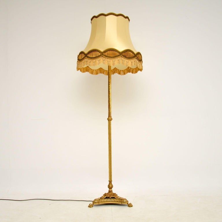 Antique French Style Brass Floor Lamp, Vintage French Floor Lamp