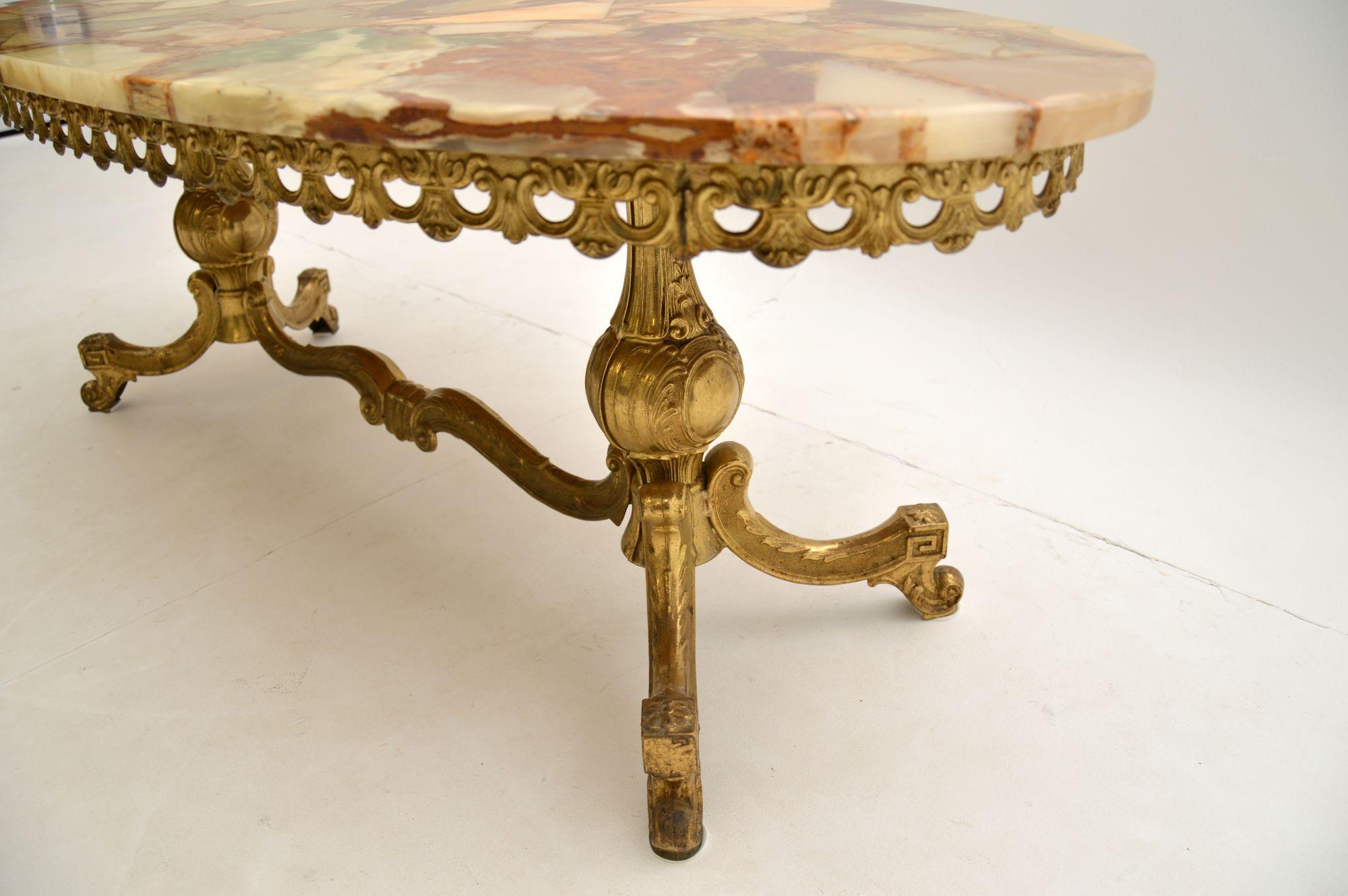 Antique French Style Brass & Onyx Coffee Table In Good Condition In London, GB