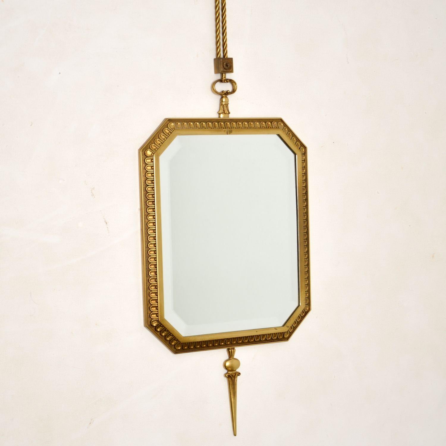 Louis XV Antique French Style Brass Pendant Mirror