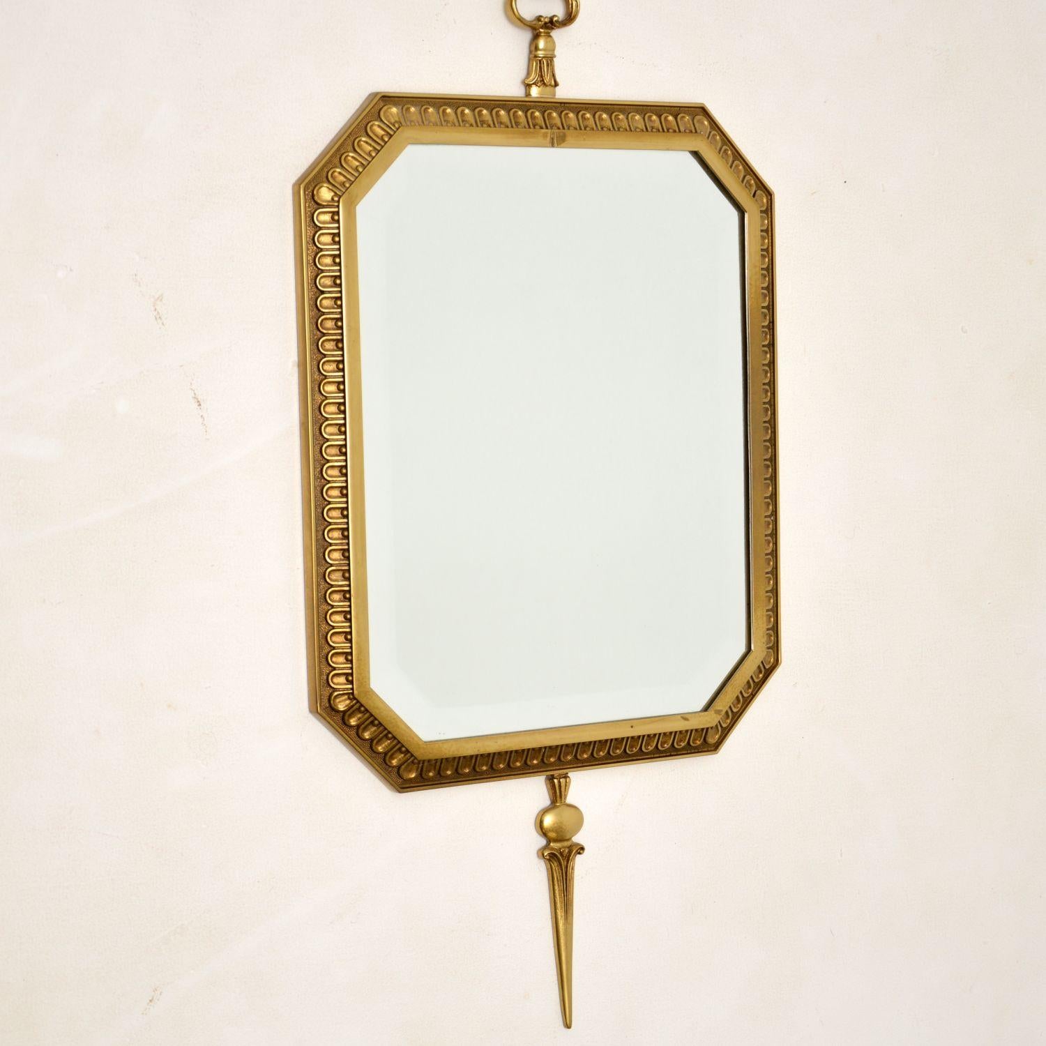 Antique French Style Brass Pendant Mirror In Good Condition In London, GB