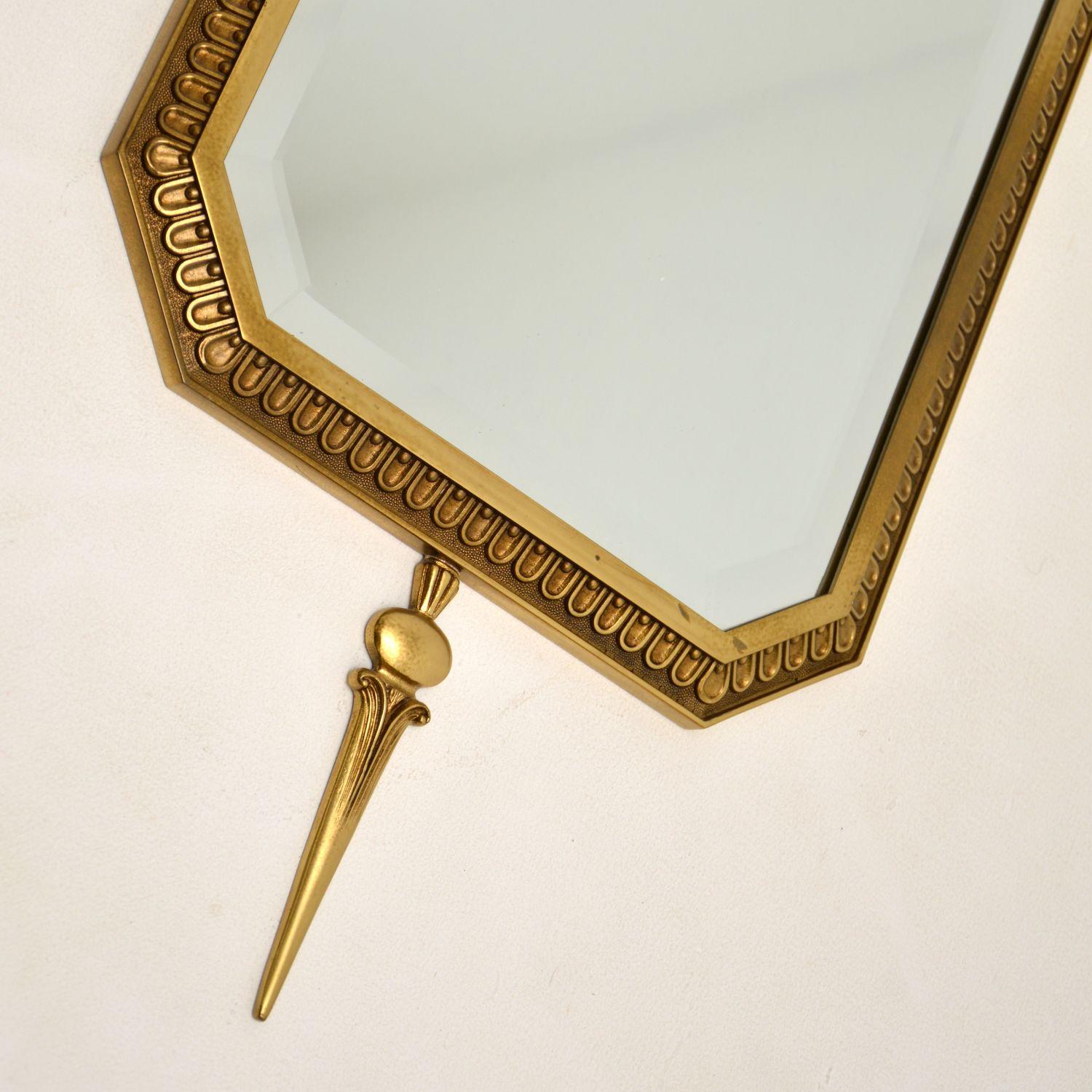 Antique French Style Brass Pendant Mirror 4