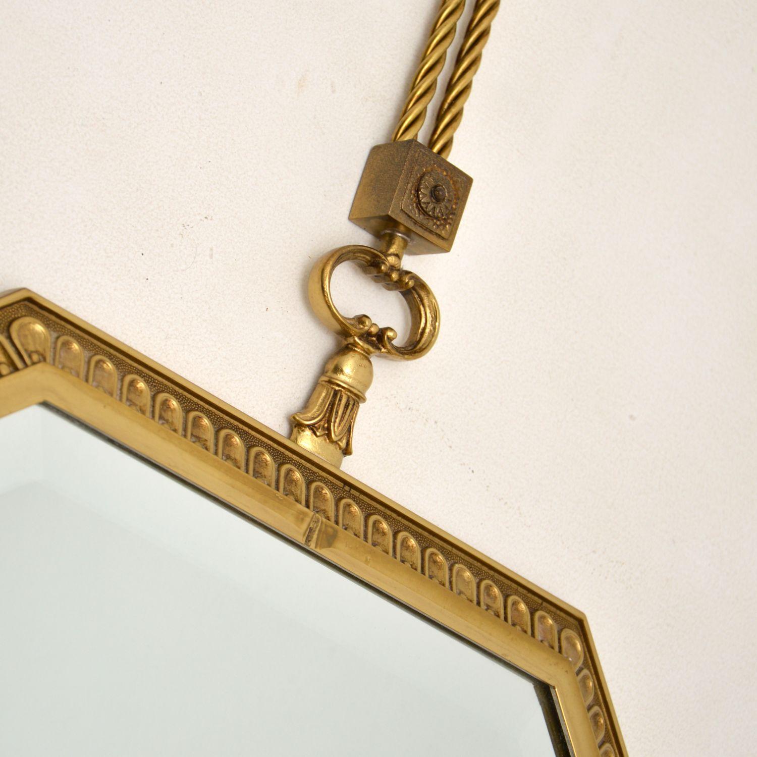 Antique French Style Brass Pendant Mirror 3