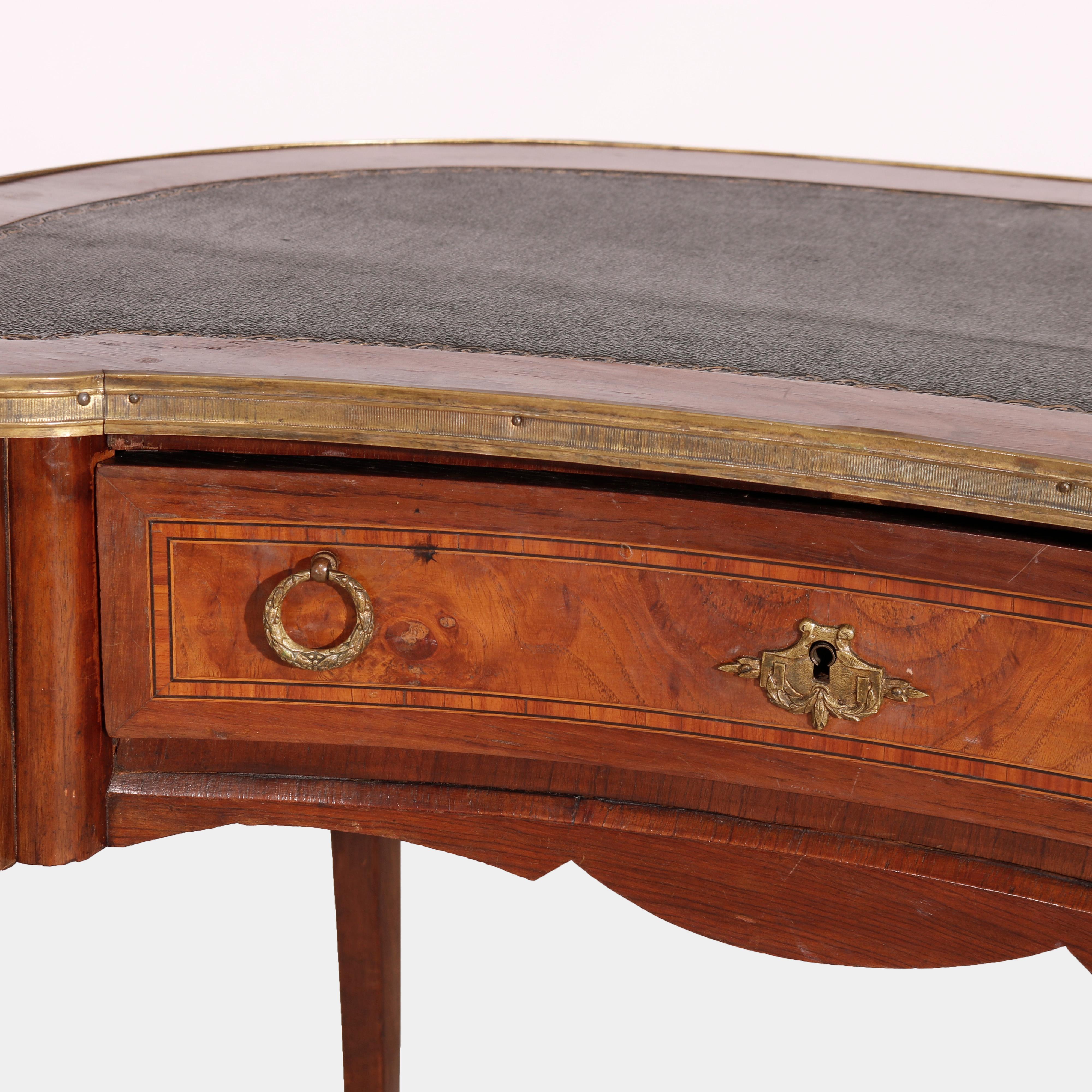 Antique French Style Burled Walnut Kidney Shaped Ladies Desk, 19th Century In Good Condition In Big Flats, NY
