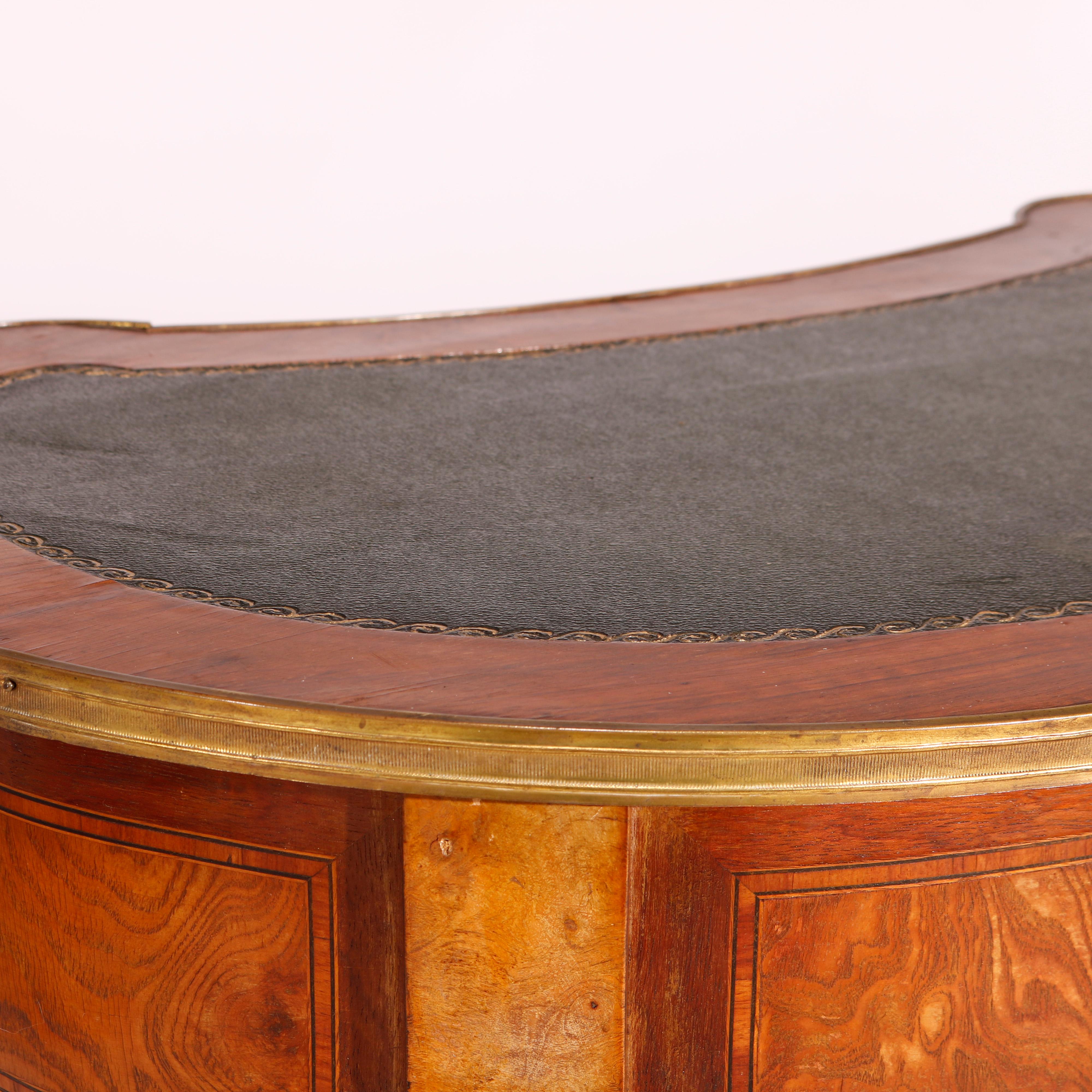 Antique French Style Burled Walnut Kidney Shaped Ladies Desk, 19th Century 6