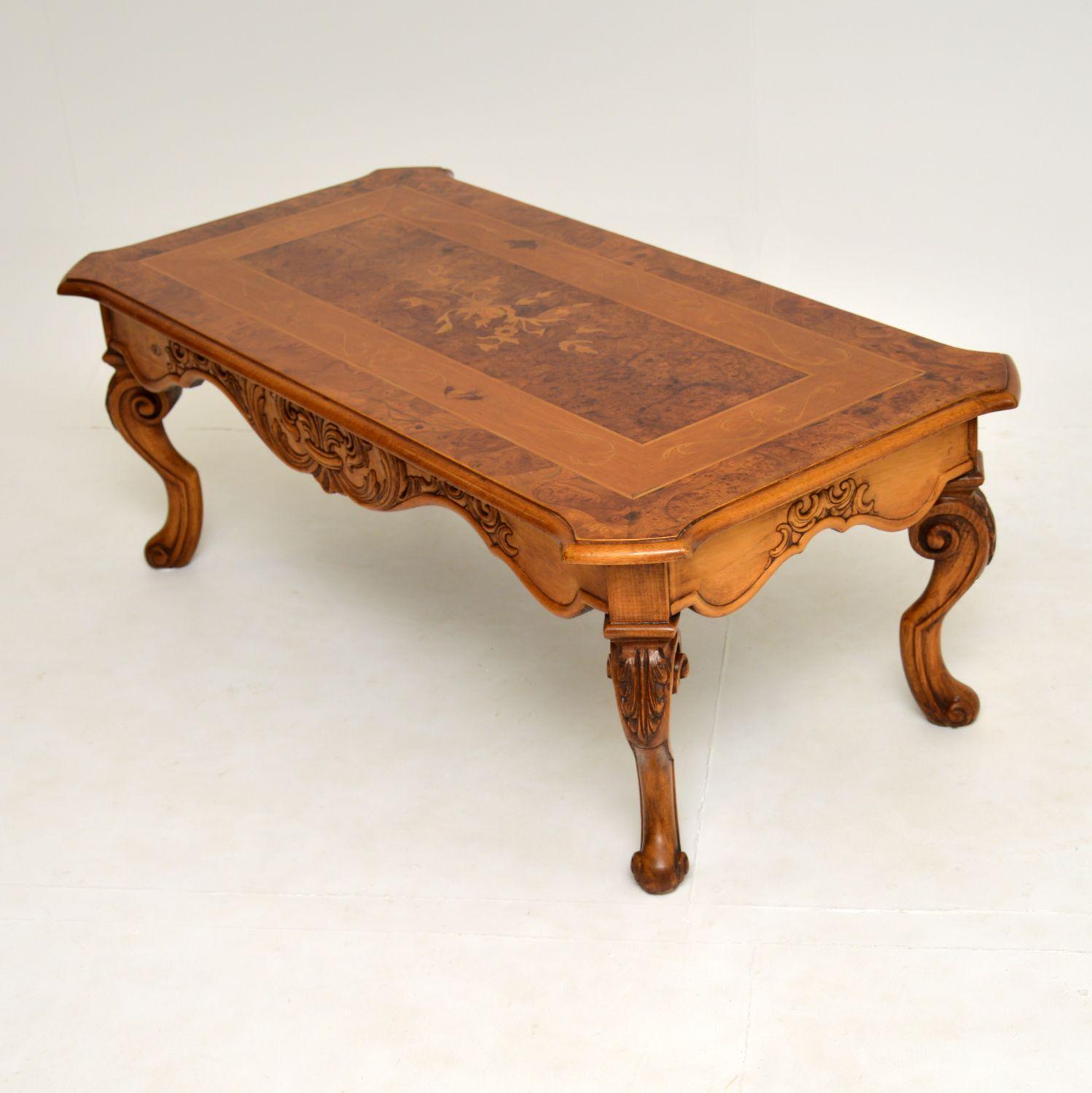 antique inlaid wood coffee table