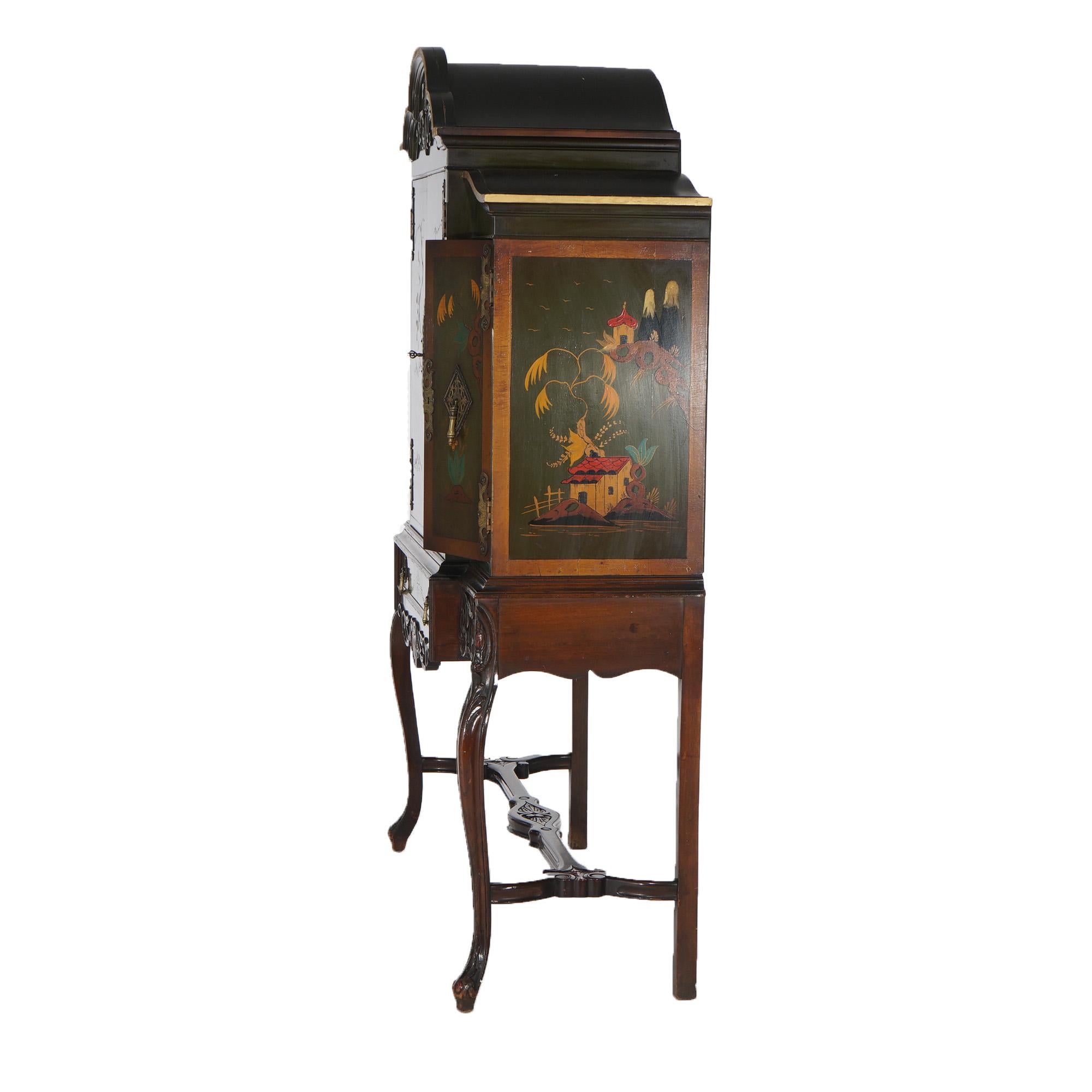 Ancien style français sculpté en acajou polychromé décoré de chinoiserie en vente 14