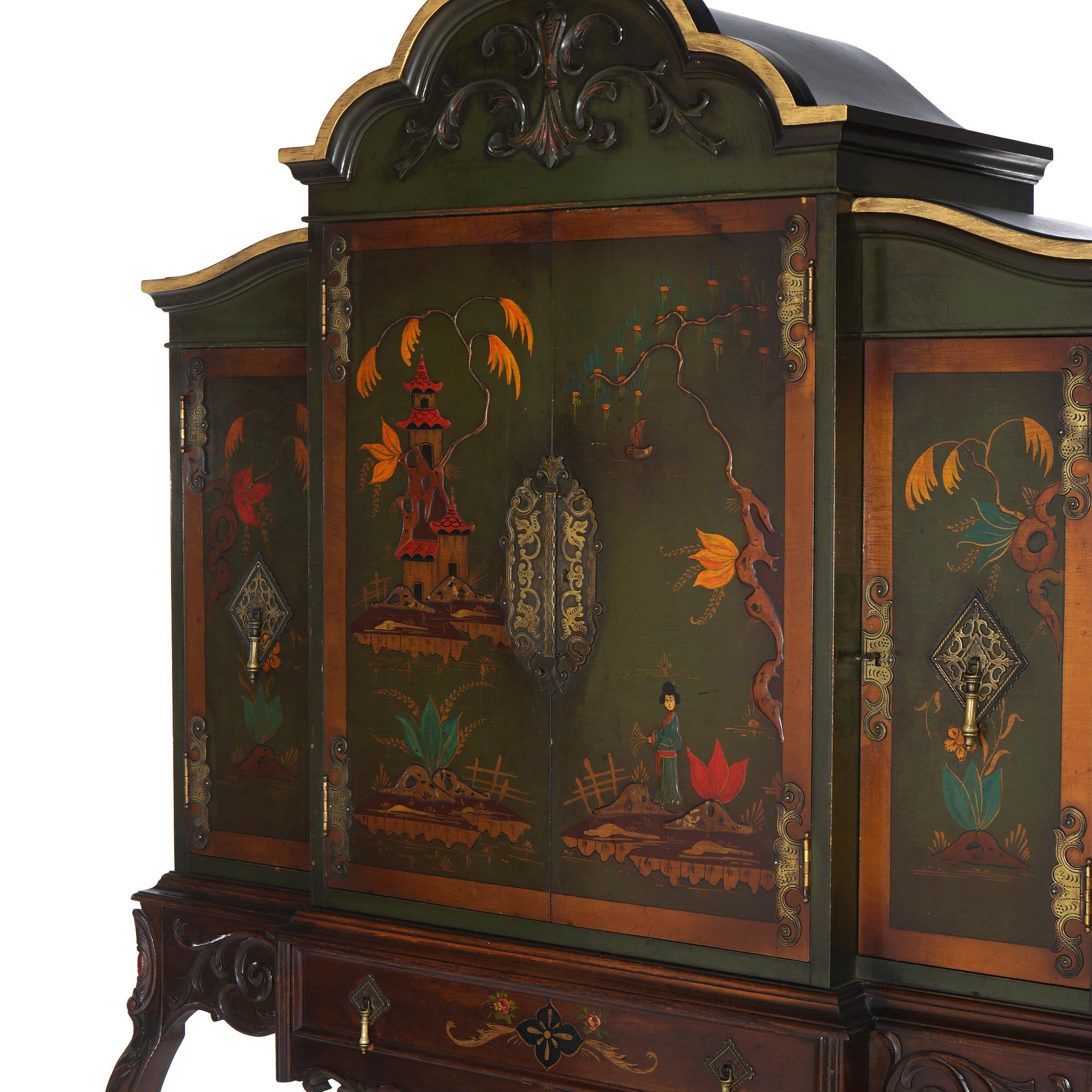 Ancien style français sculpté en acajou polychromé décoré de chinoiserie en vente 2